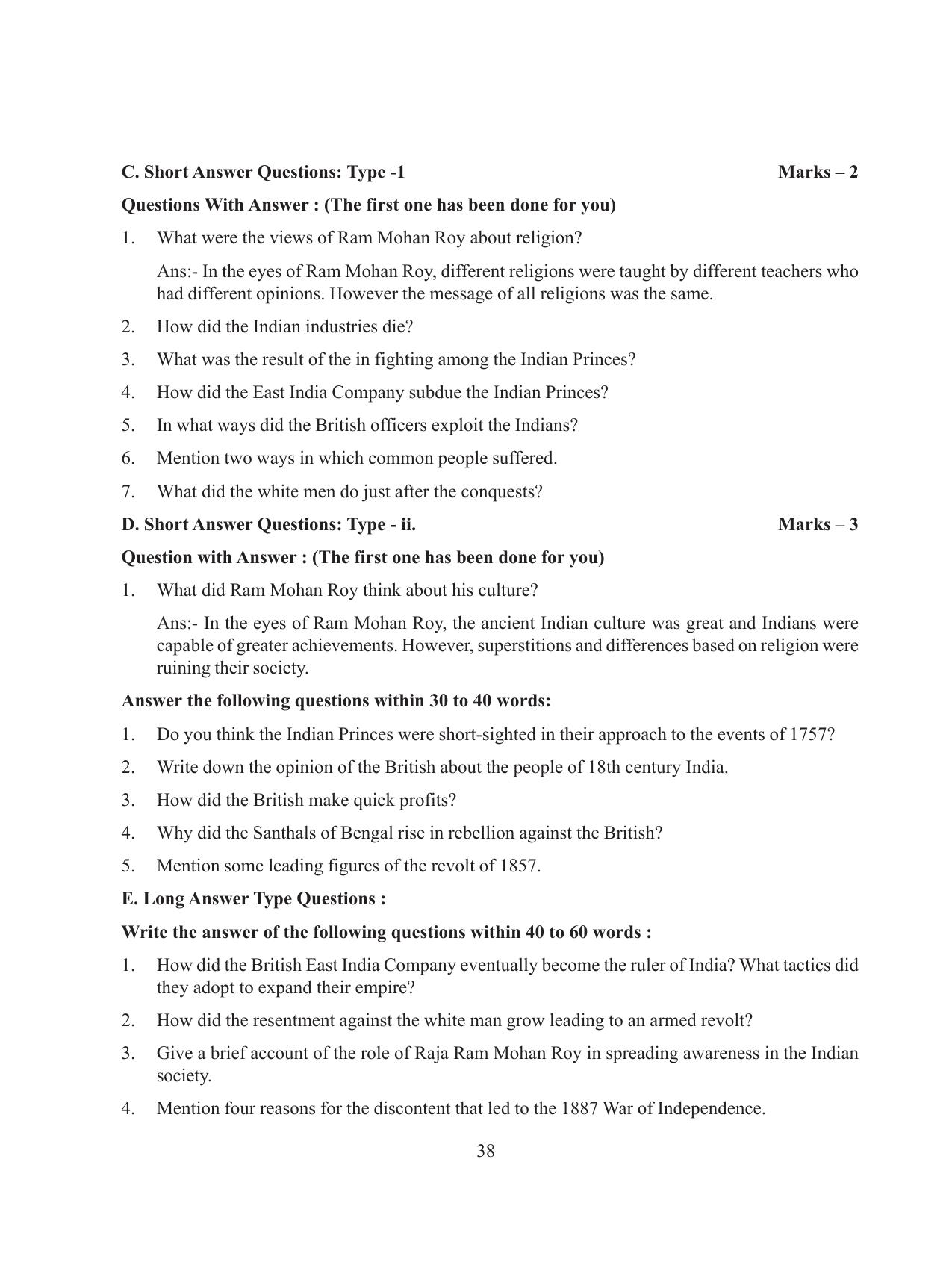 Tripura Board Class 8 English Workbooks - Page 38