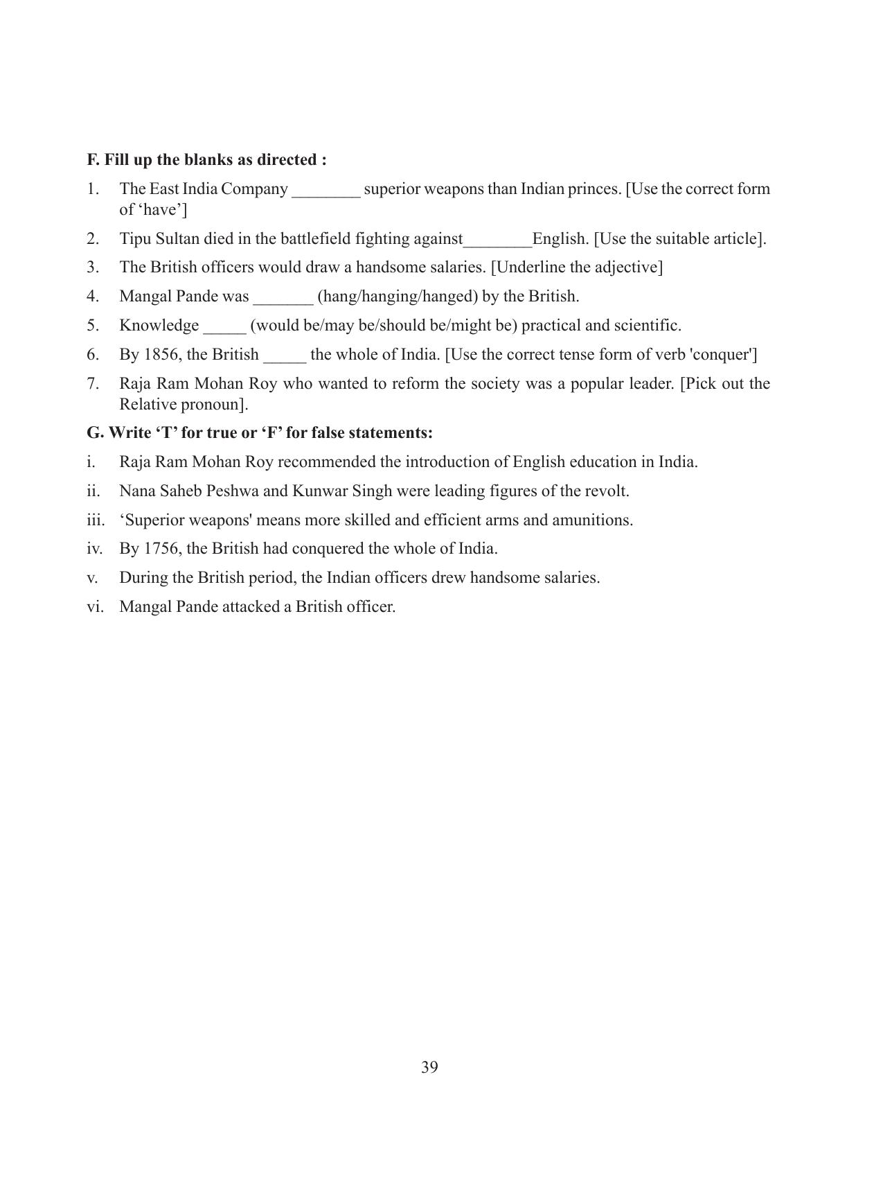 Tripura Board Class 8 English Workbooks - Page 39