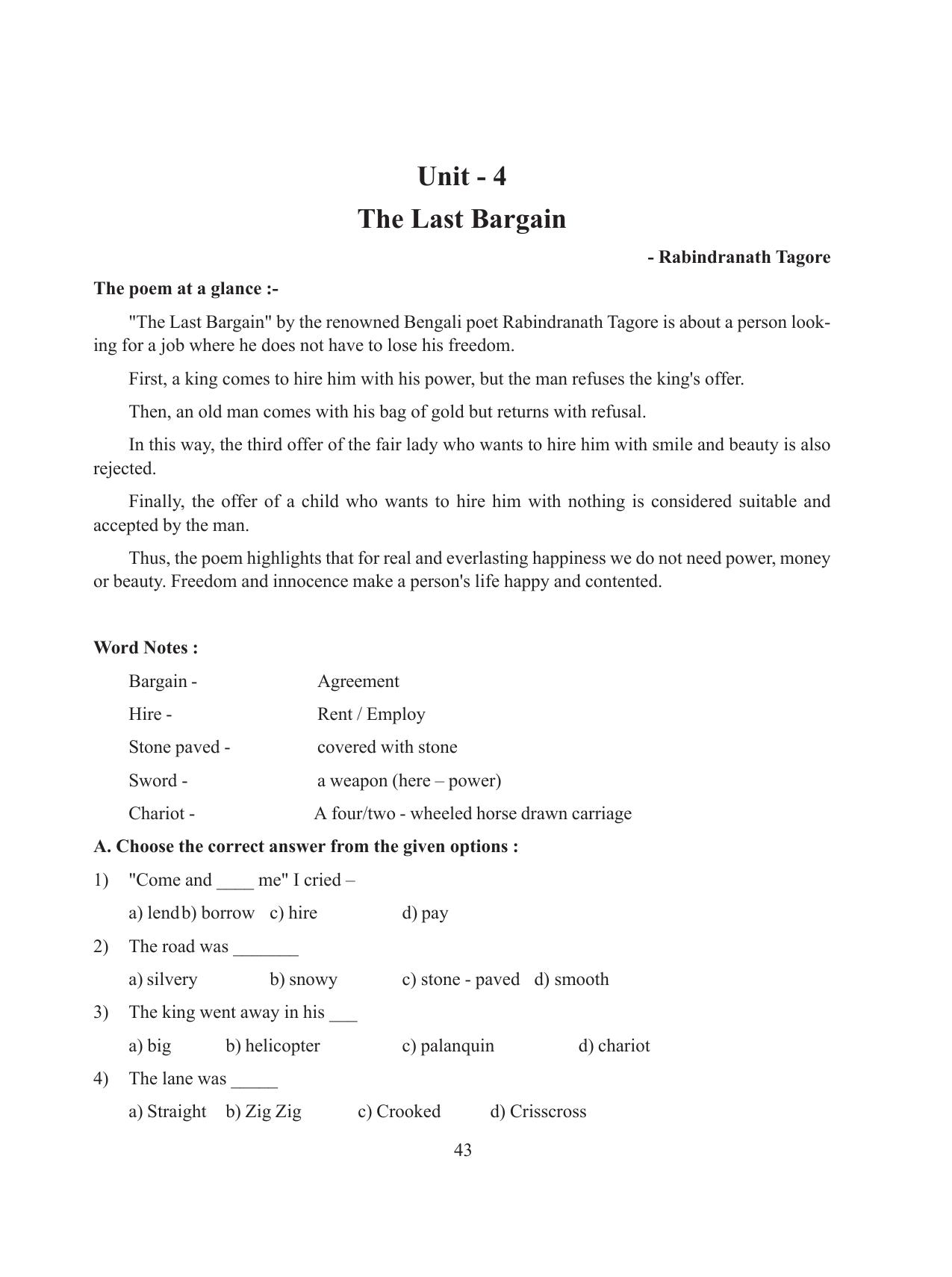 Tripura Board Class 8 English Workbooks - Page 43