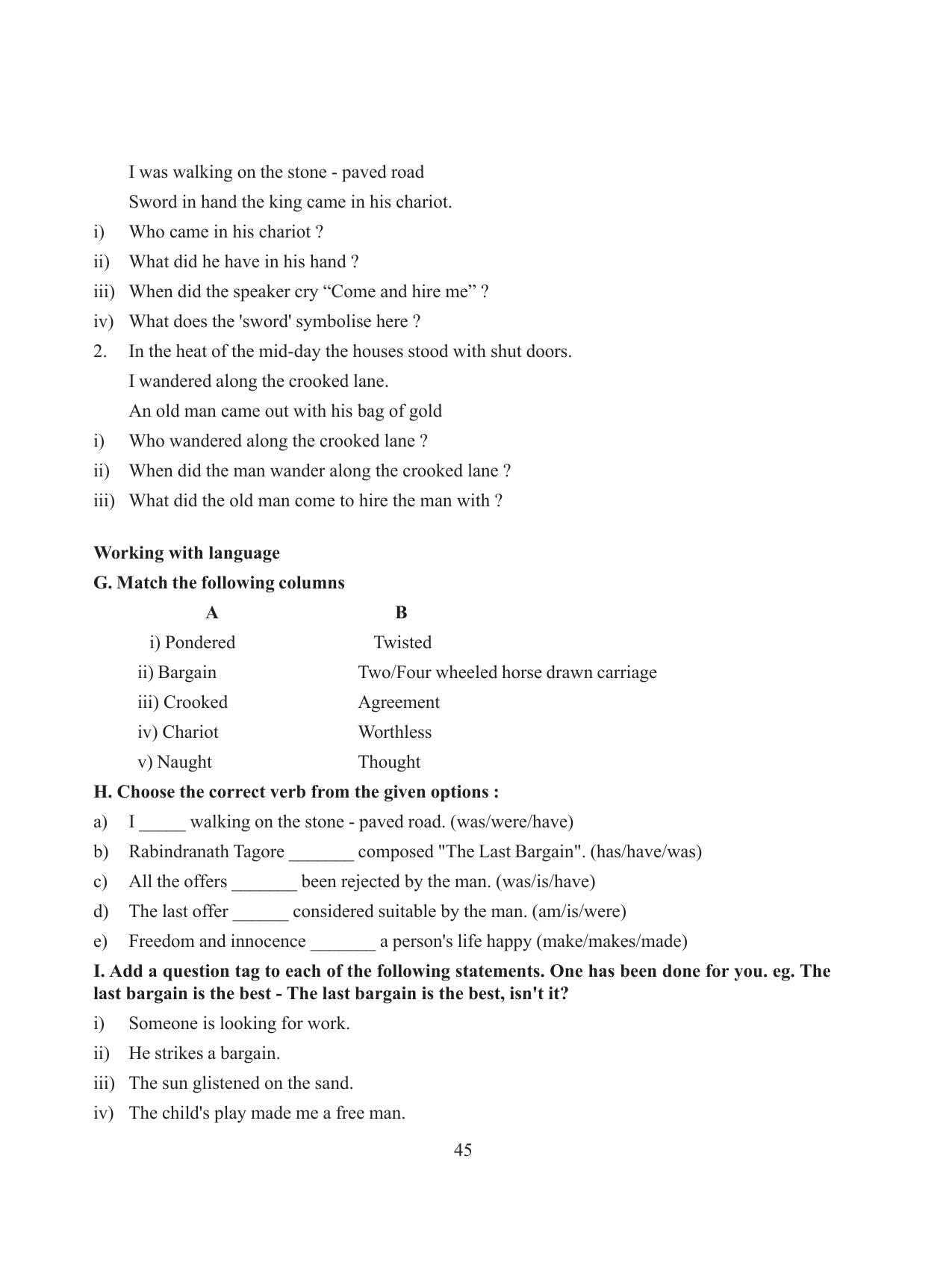 Tripura Board Class 8 English Workbooks - Page 45
