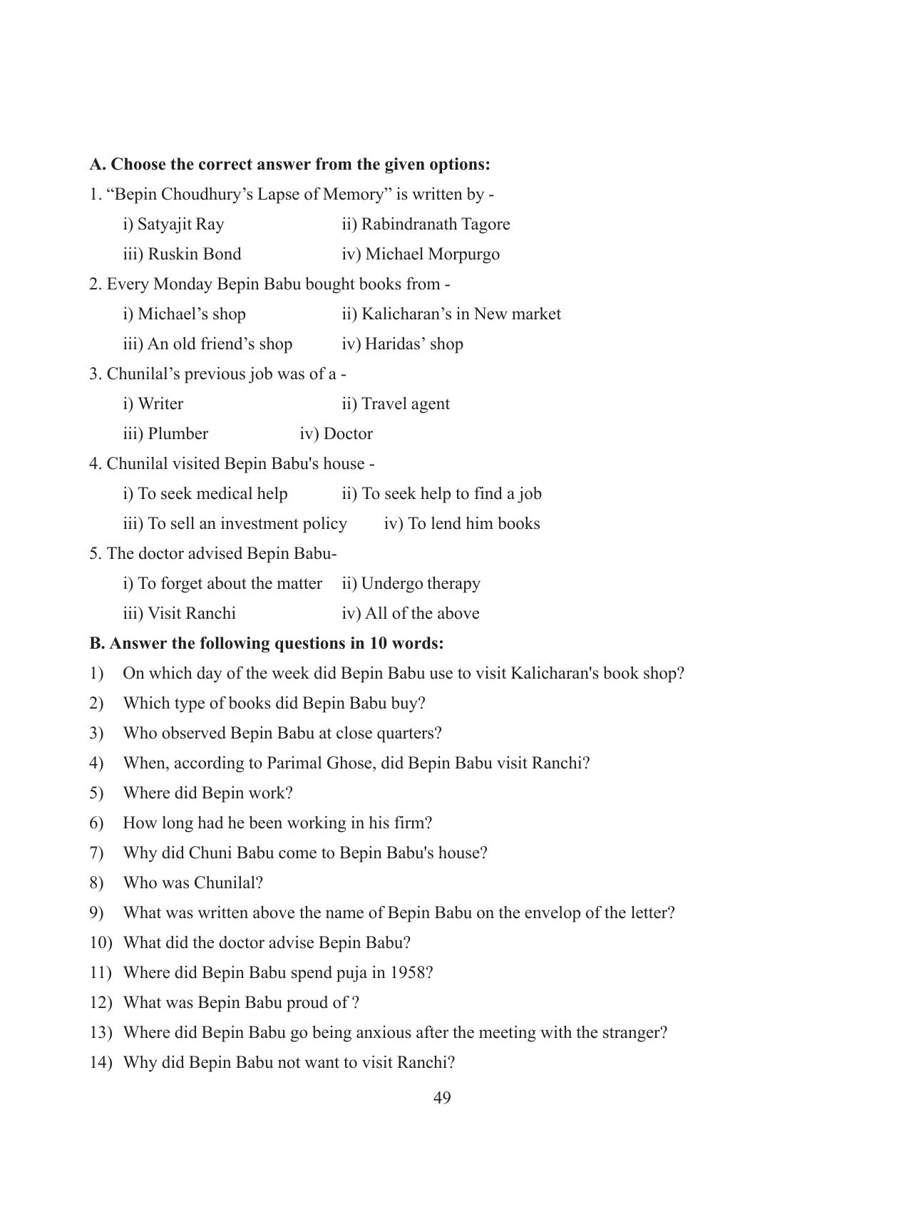 Tripura Board Class 8 English Workbooks - Page 49