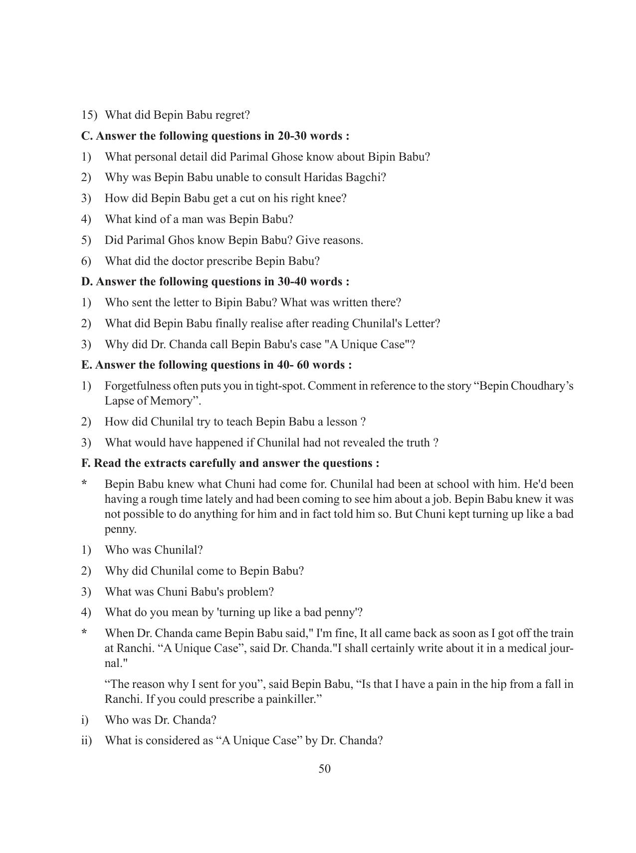 Tripura Board Class 8 English Workbooks - Page 50