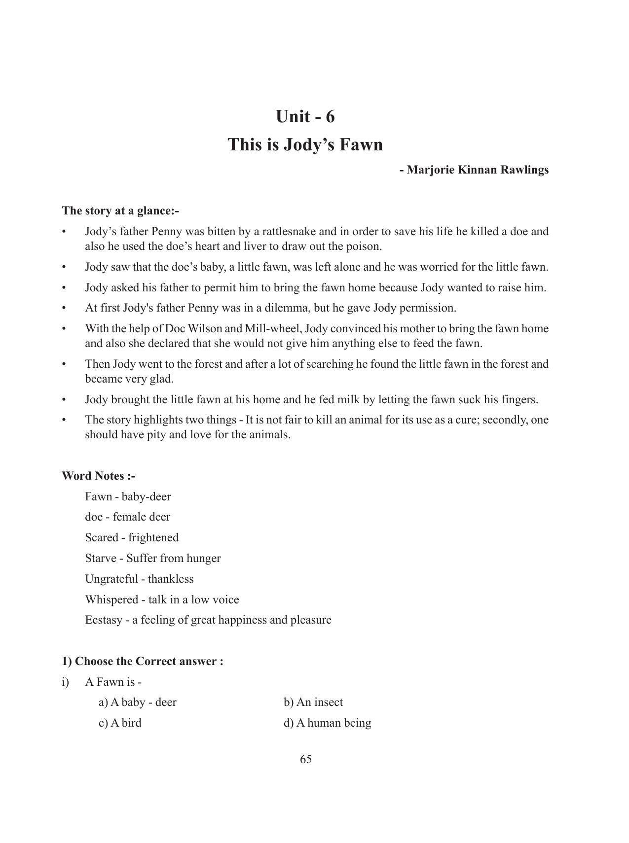 Tripura Board Class 8 English Workbooks - Page 65