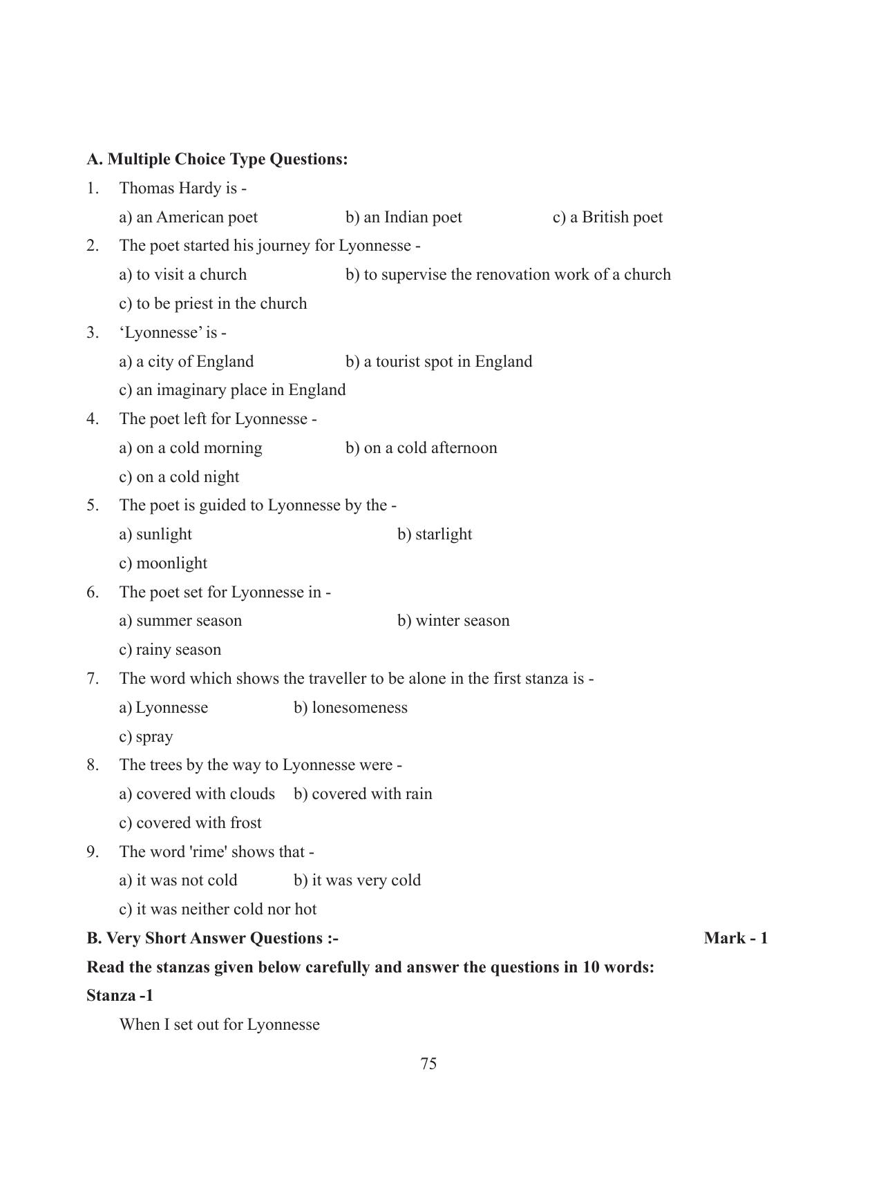 Tripura Board Class 8 English Workbooks - Page 75