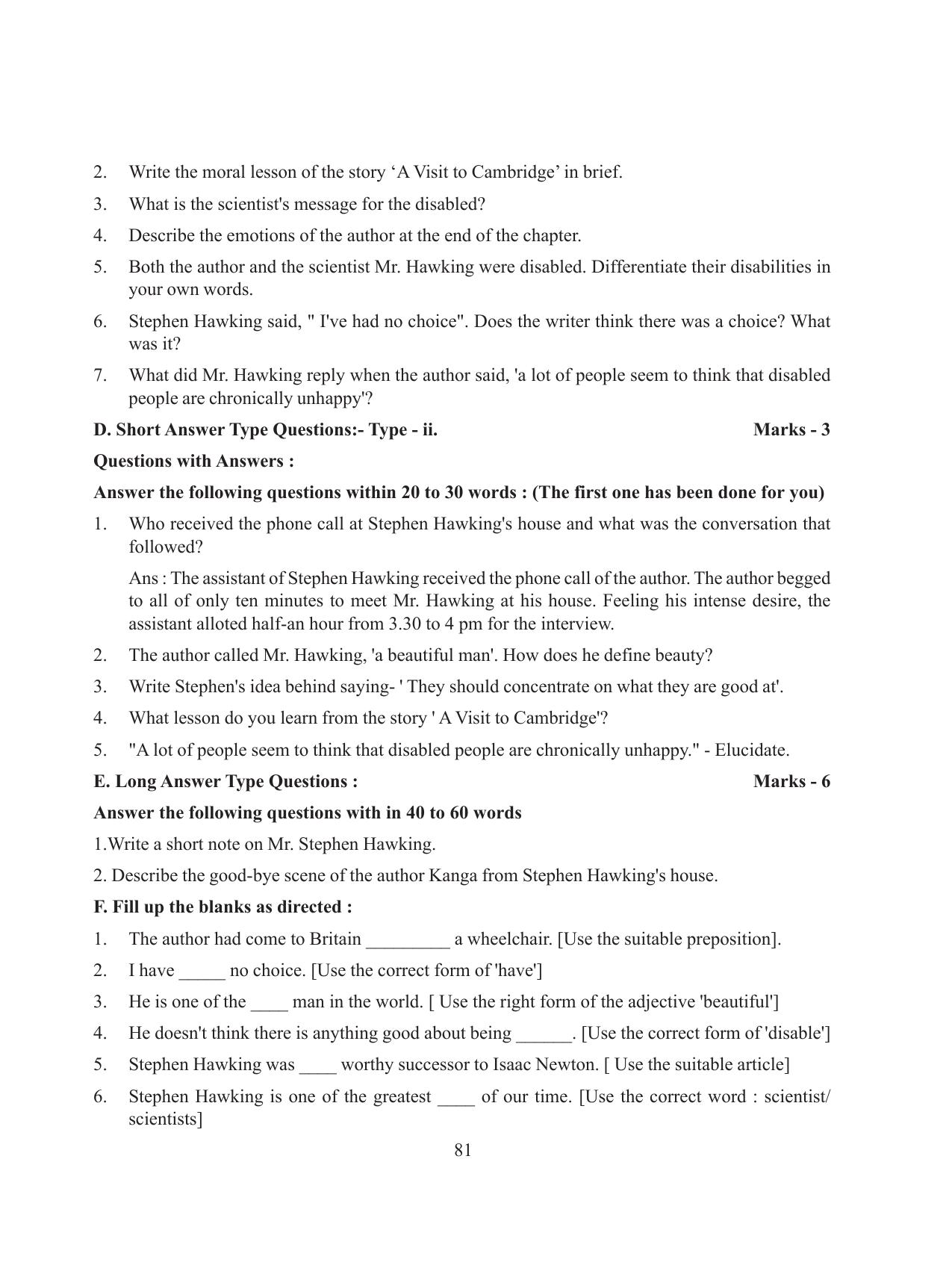 Tripura Board Class 8 English Workbooks - Page 81