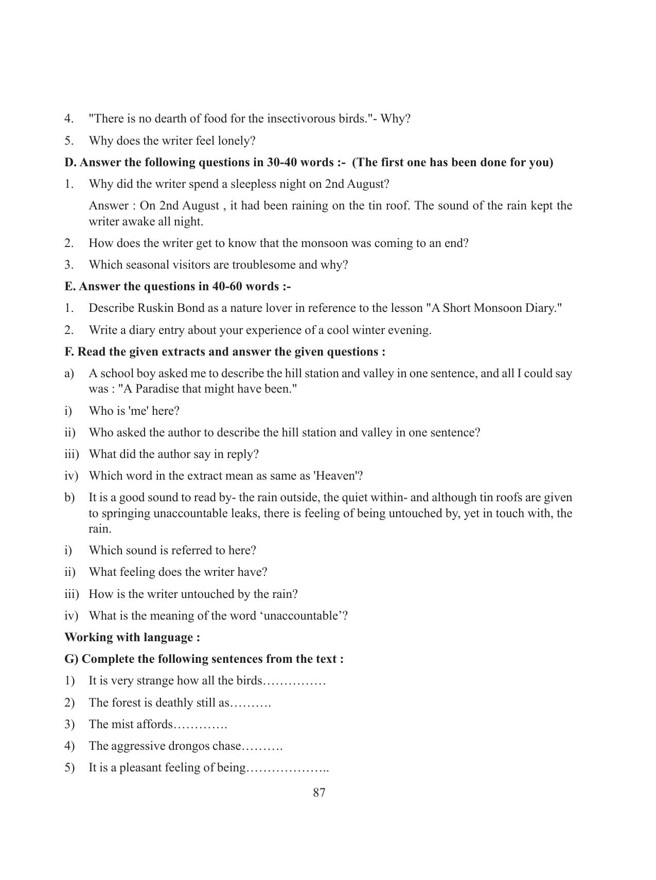 Tripura Board Class 8 English Workbooks - Page 87