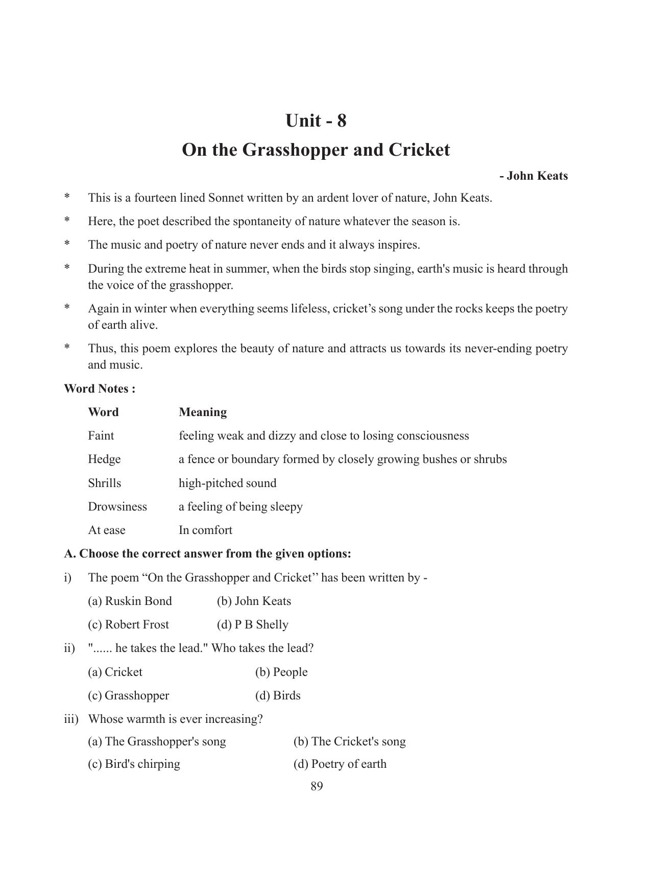 Tripura Board Class 8 English Workbooks - Page 89