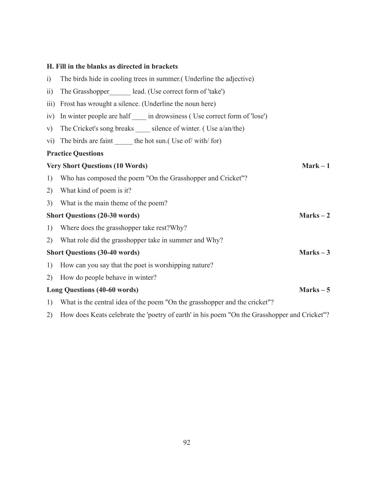 Tripura Board Class 8 English Workbooks - Page 92