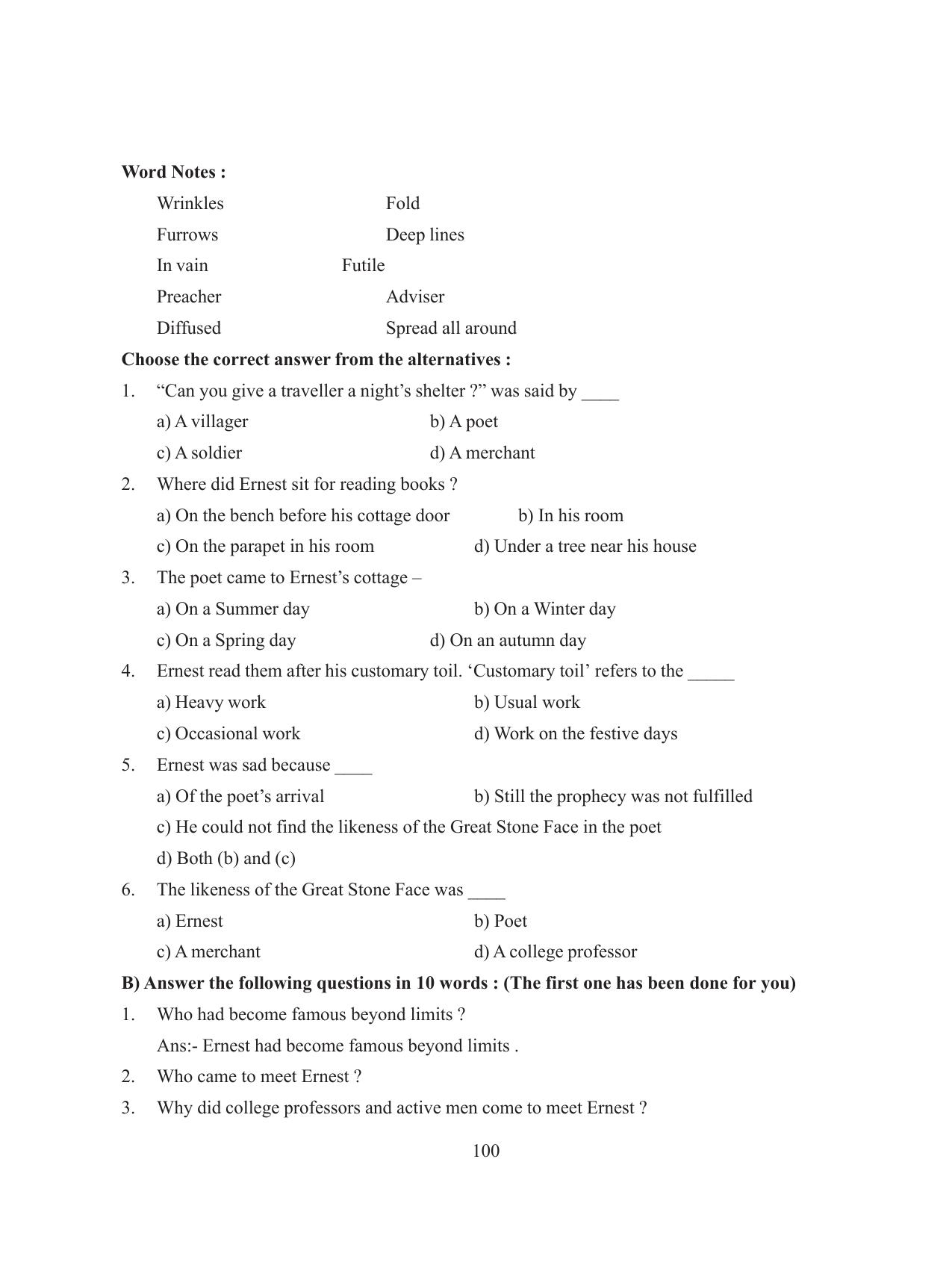 Tripura Board Class 8 English Workbooks - Page 100