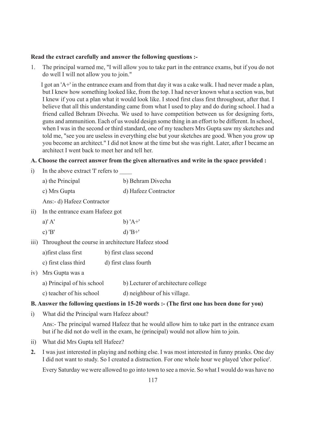 Tripura Board Class 8 English Workbooks - Page 117