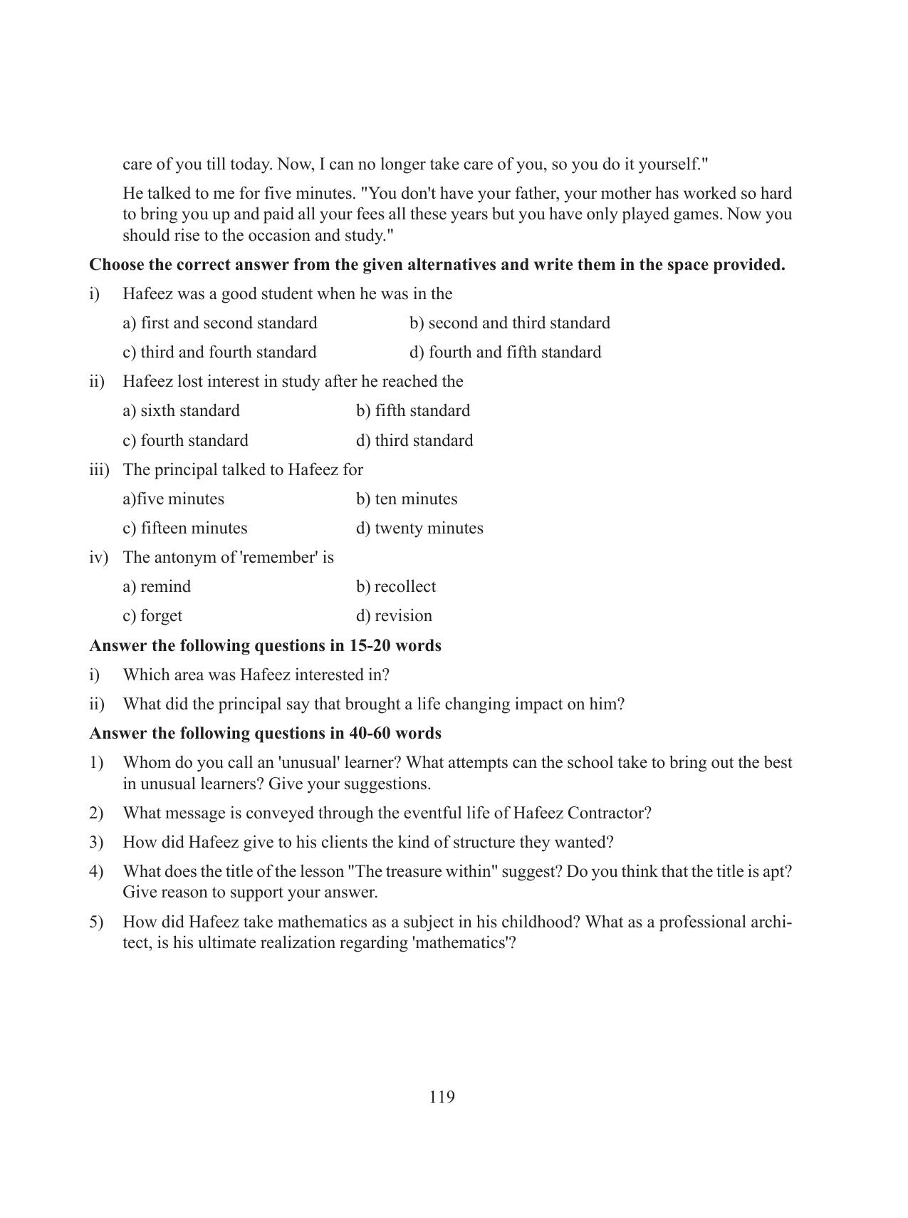 Tripura Board Class 8 English Workbooks - Page 119