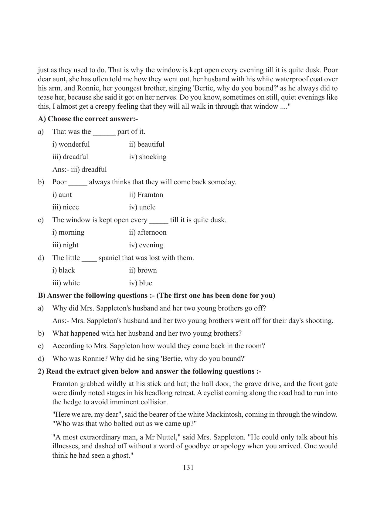 Tripura Board Class 8 English Workbooks - Page 131