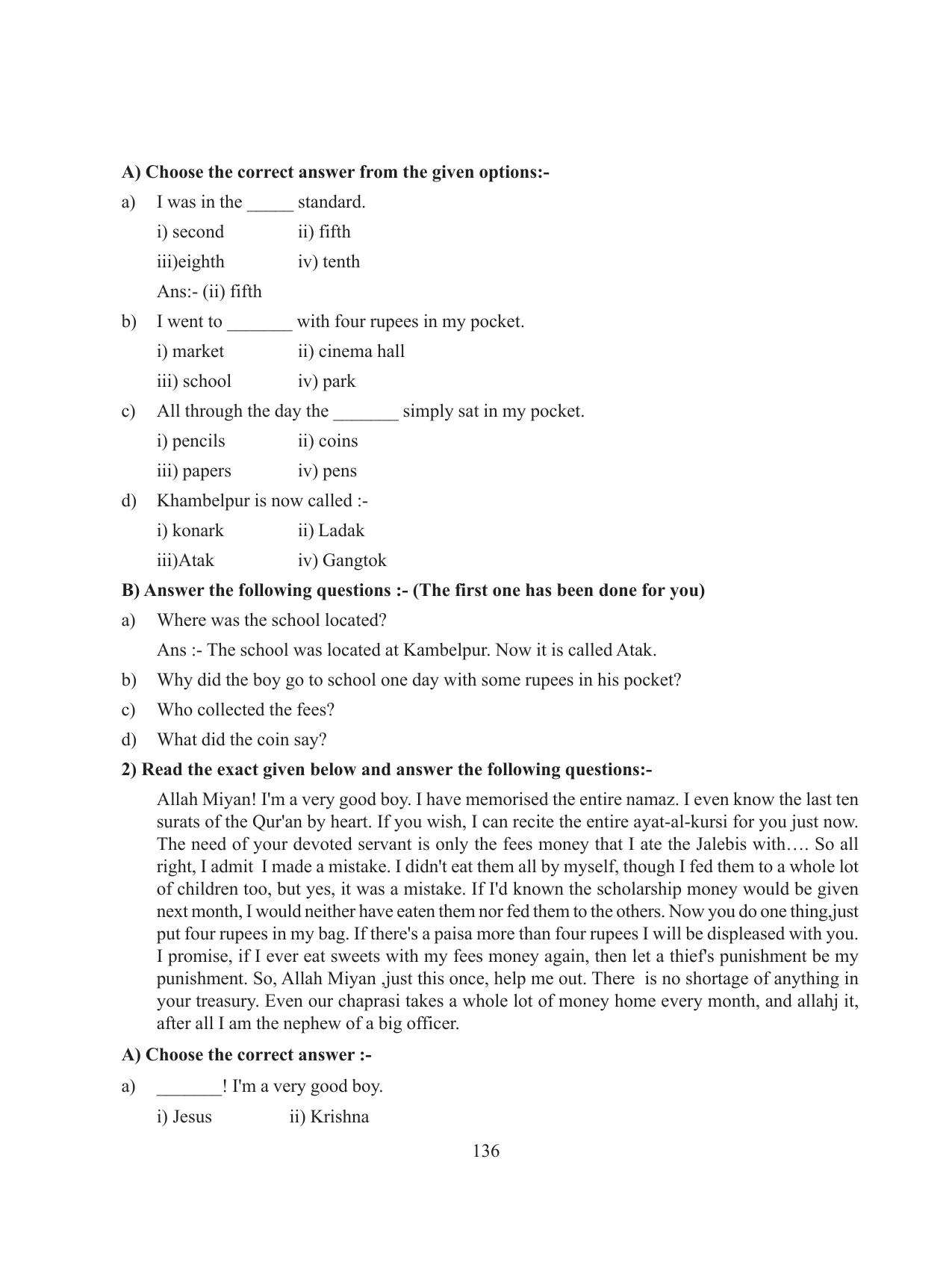 Tripura Board Class 8 English Workbooks - Page 136