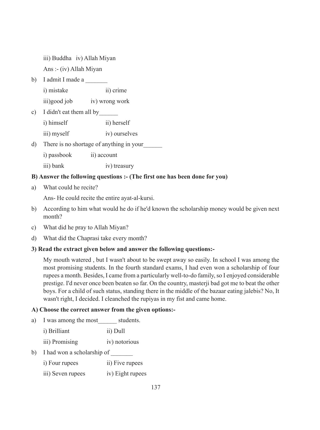 Tripura Board Class 8 English Workbooks - Page 137
