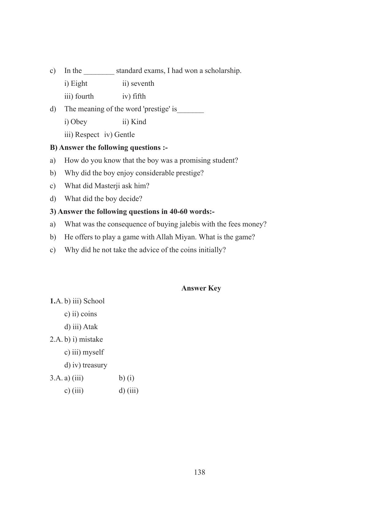Tripura Board Class 8 English Workbooks - Page 138