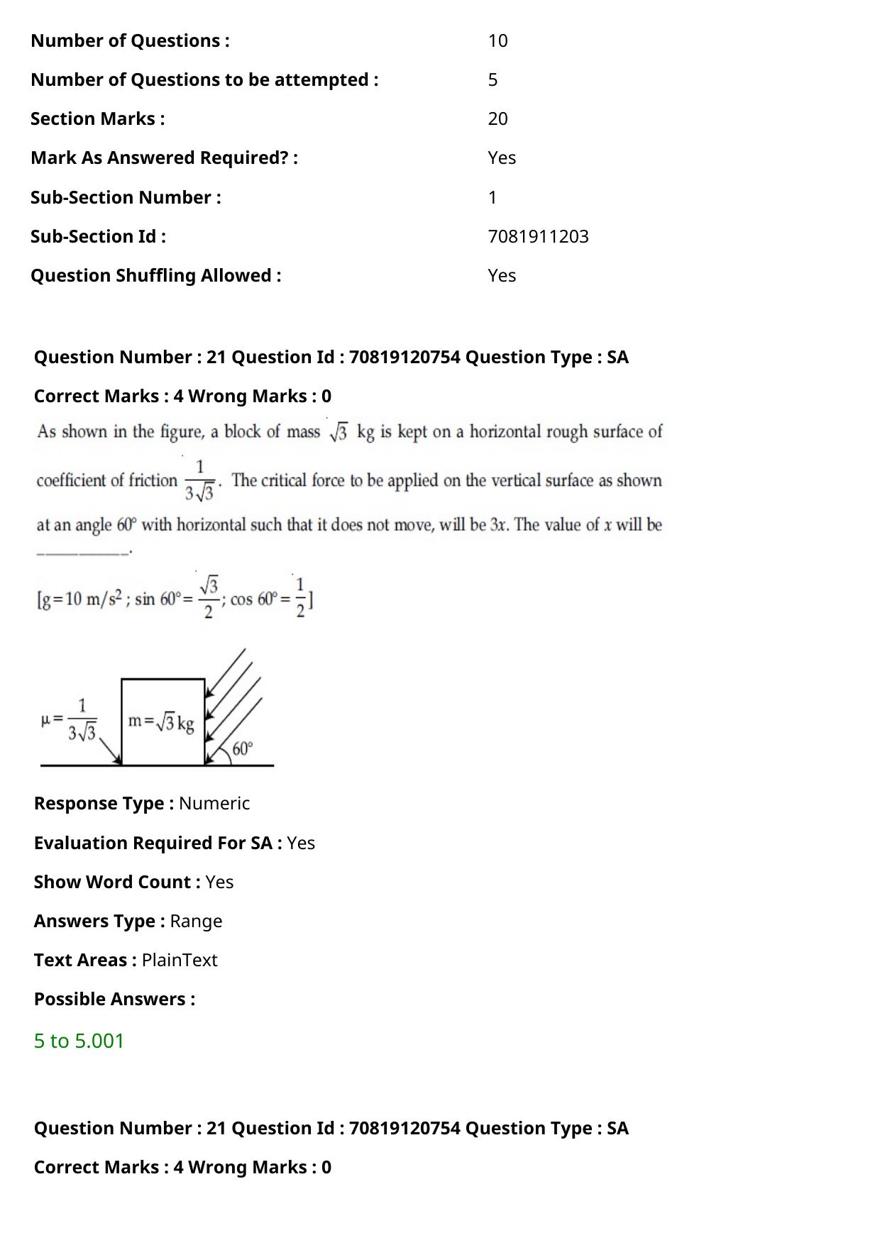 JEE Mains 2021: BTech Punjabi (Shift 1) 26-02-2021 Question Paper - Page 27