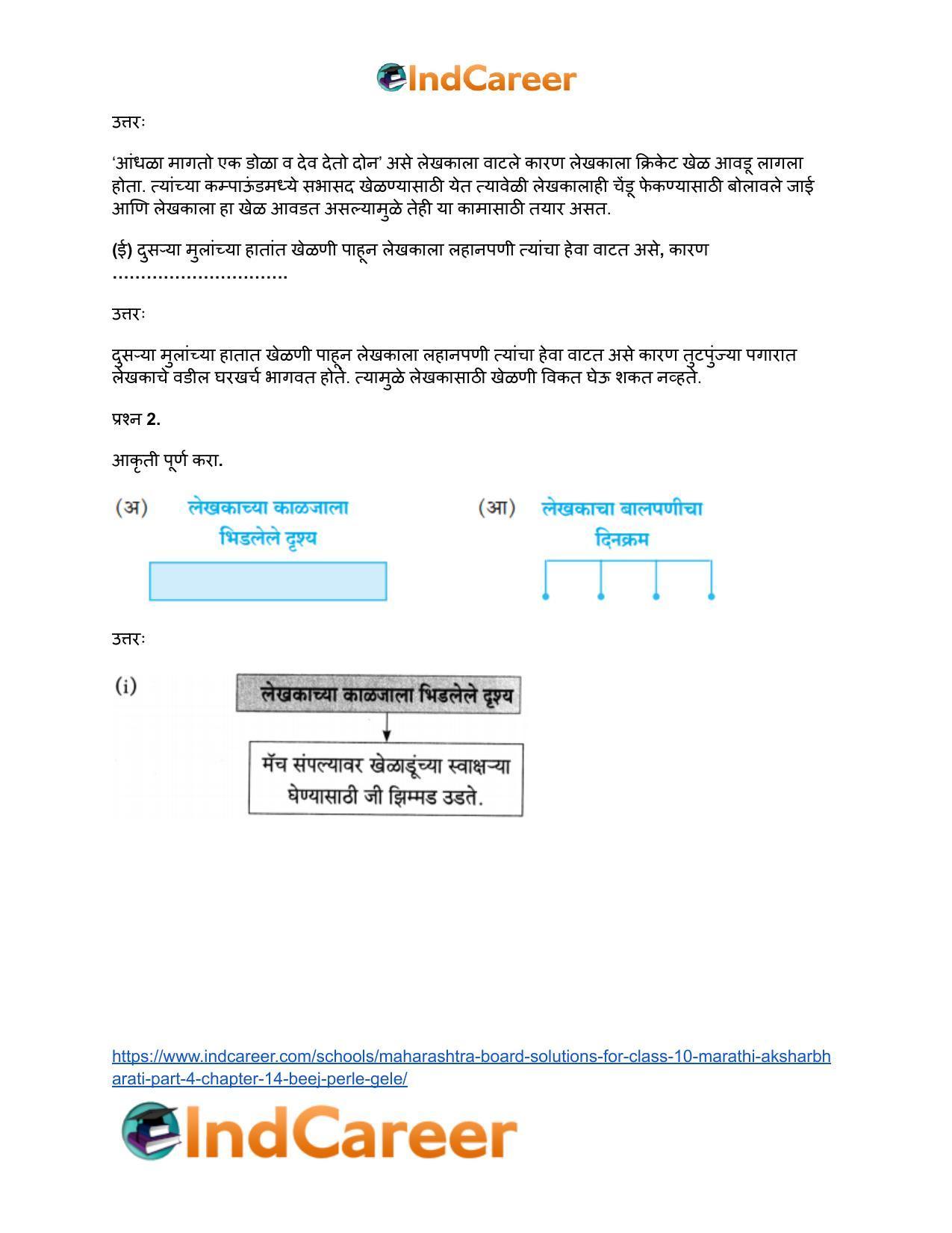 Maharashtra Board Solutions for Class 10- Marathi Aksharbharati (Part- 3): Chapter 14- बीज पेरले गेले - Page 3