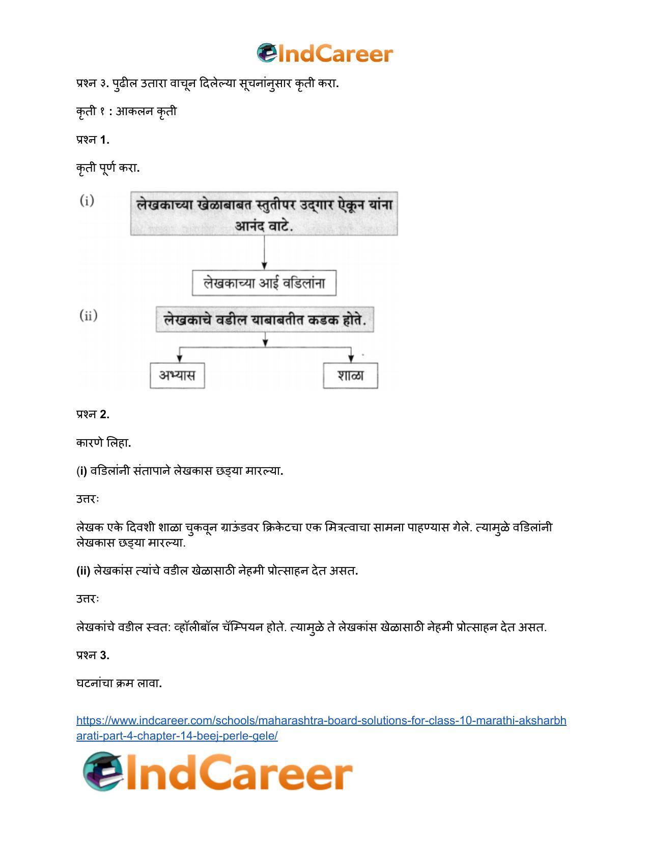 Maharashtra Board Solutions for Class 10- Marathi Aksharbharati (Part- 3): Chapter 14- बीज पेरले गेले - Page 17