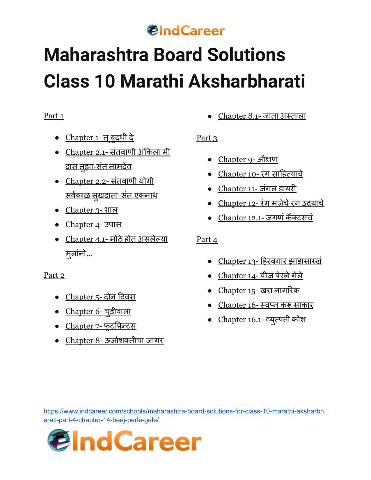 Maharashtra Board Solutions for Class 10- Marathi Aksharbharati (Part- 3): Chapter 14- बीज पेरले गेले - Page 26