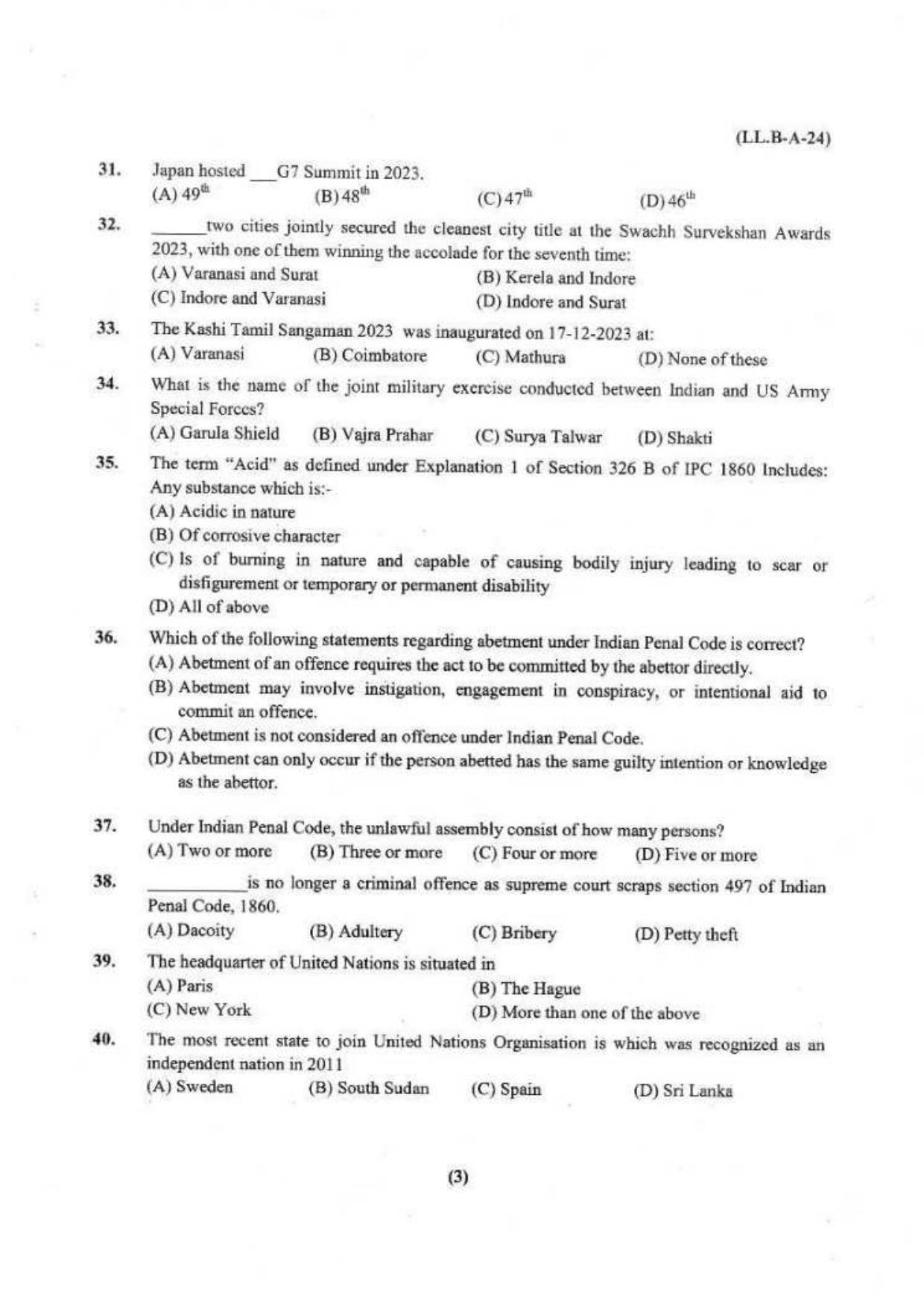 PU LLB 2024 Question Paper - Page 4