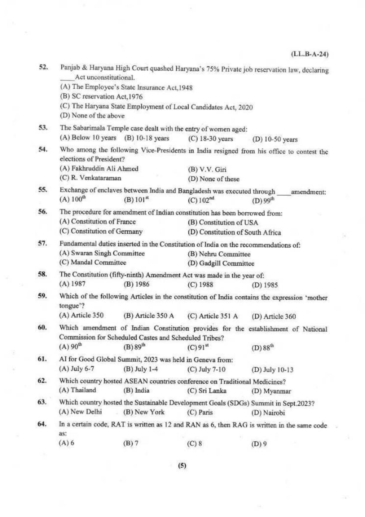 PU LLB 2024 Question Paper - Page 6