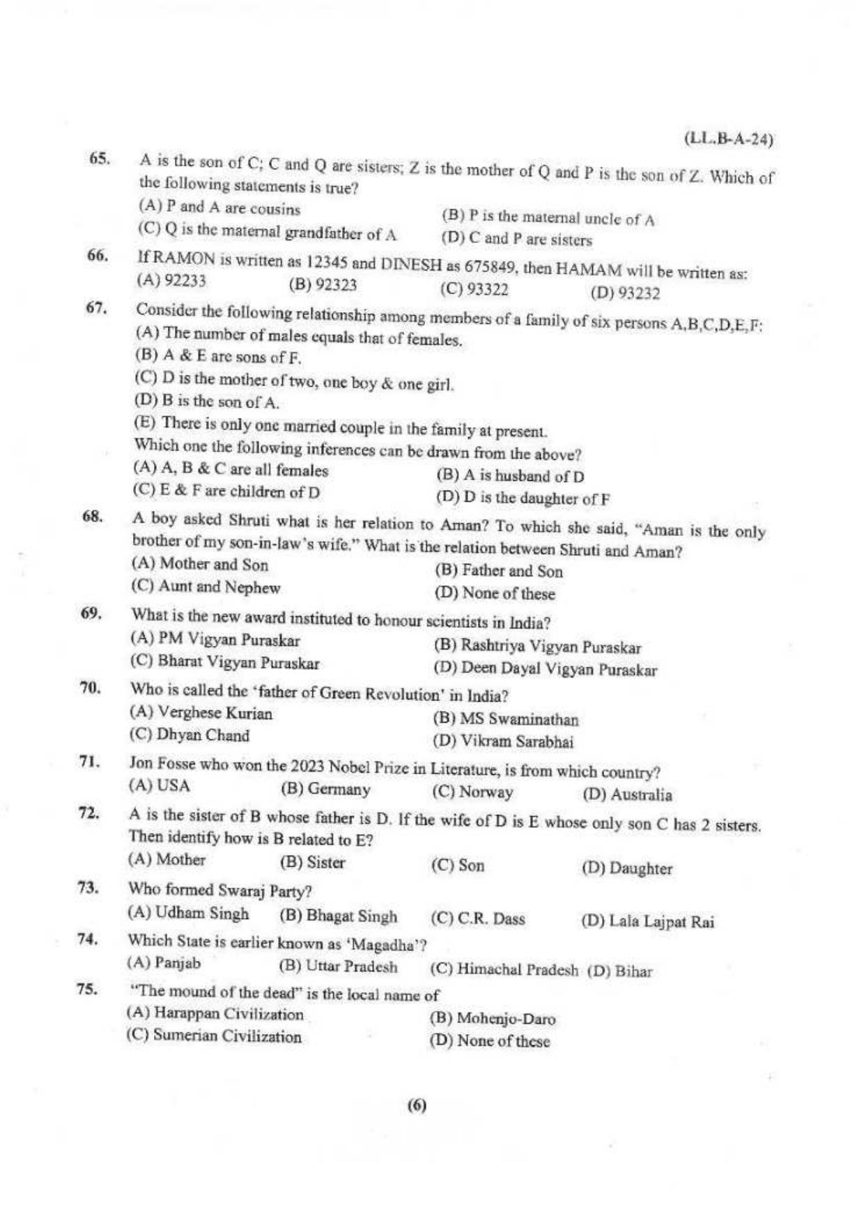 PU LLB 2024 Question Paper - Page 7