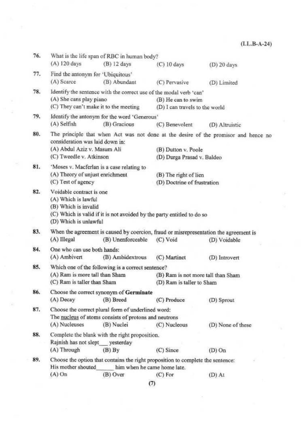 PU LLB 2024 Question Paper - Page 8