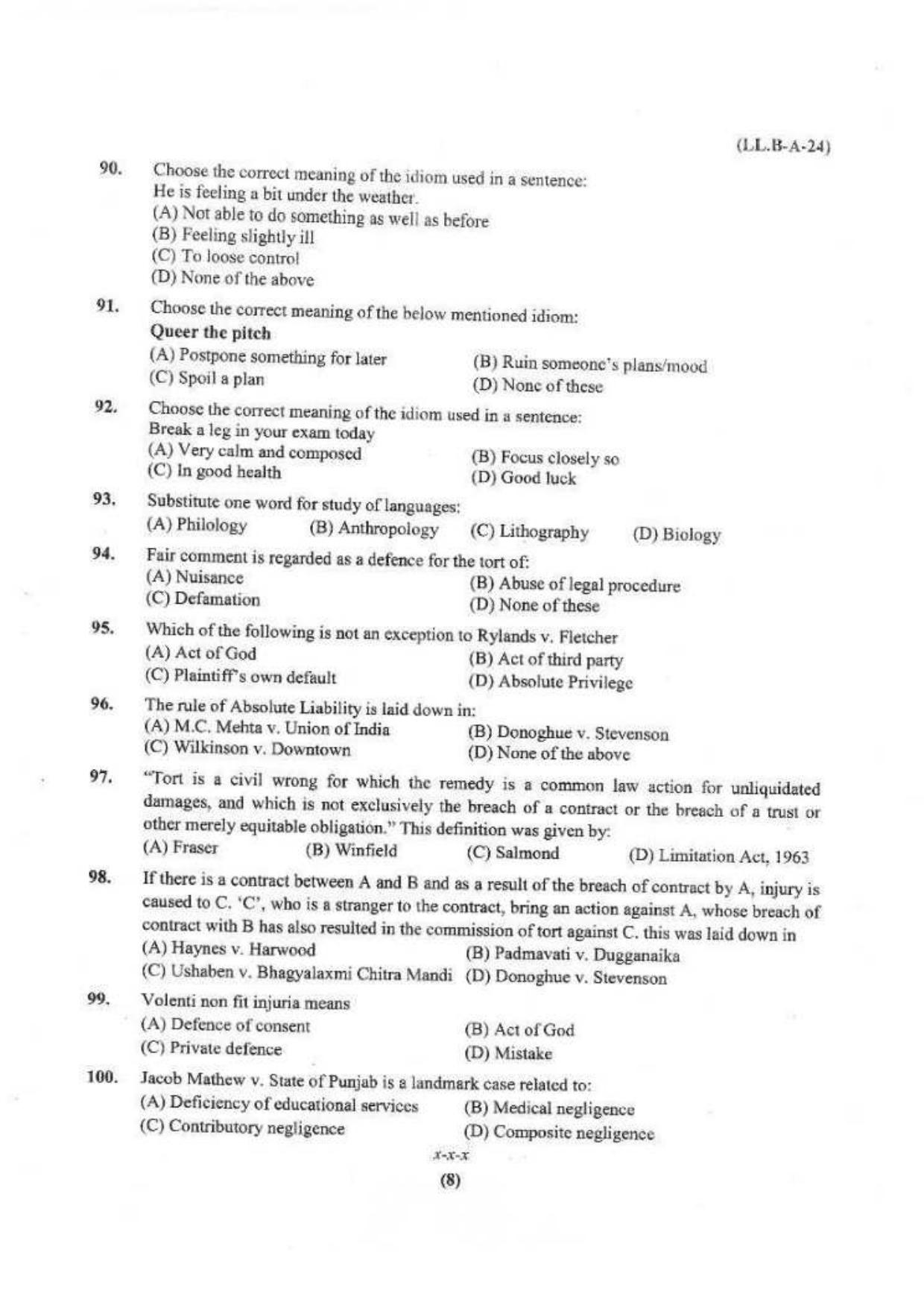 PU LLB 2024 Question Paper - Page 9