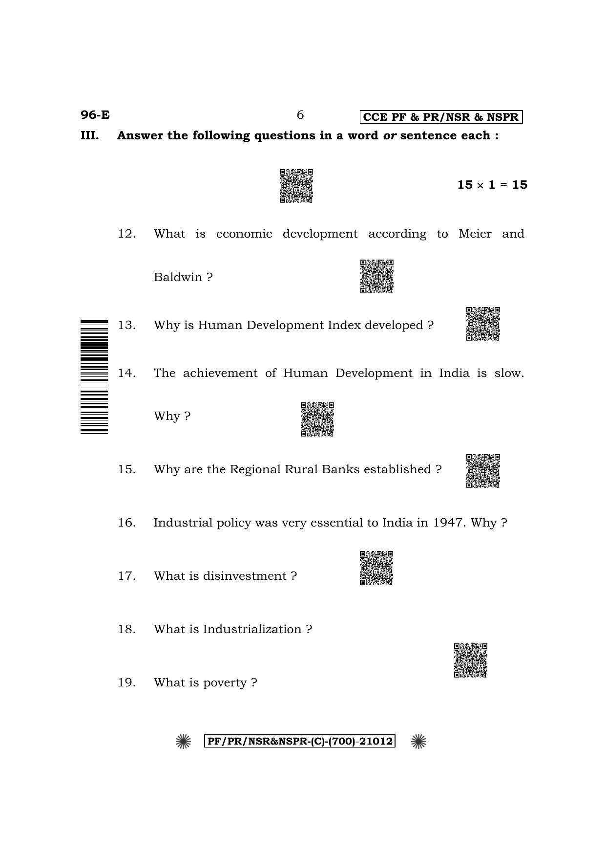 Karnataka SSLC Economics - English Medium Question Paper 2022 (C Version) - Page 6