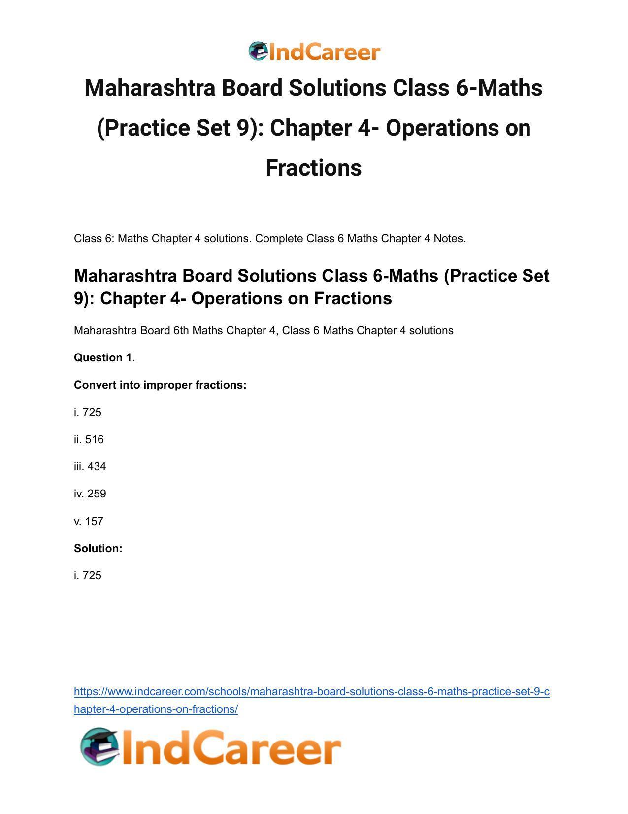 Maharashtra Board Solutions Class 6-Maths (Practice Set 9): Chapter 4- Operations on Fractions - Page 2