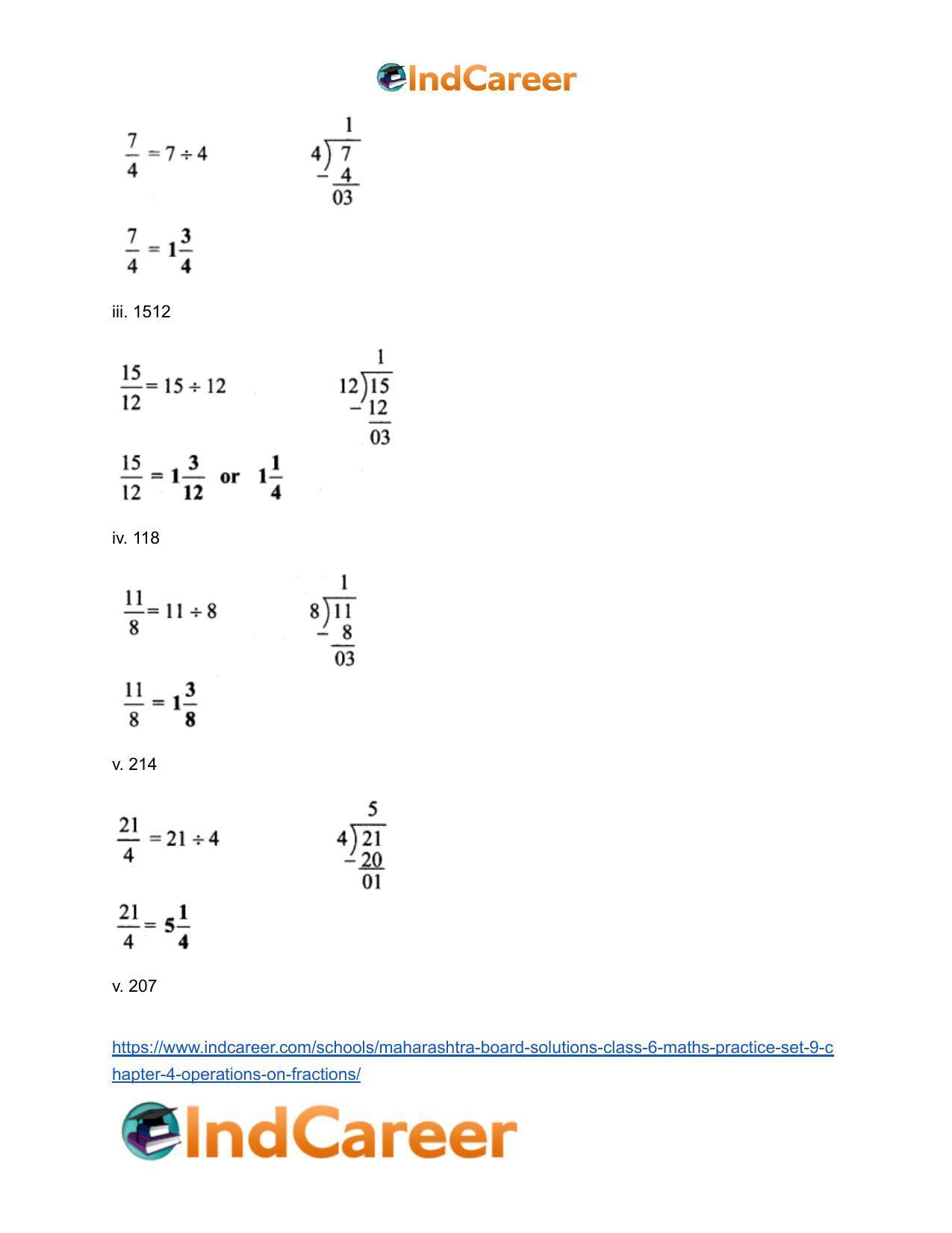 Maharashtra Board Solutions Class 6-Maths (Practice Set 9): Chapter 4- Operations on Fractions - Page 5