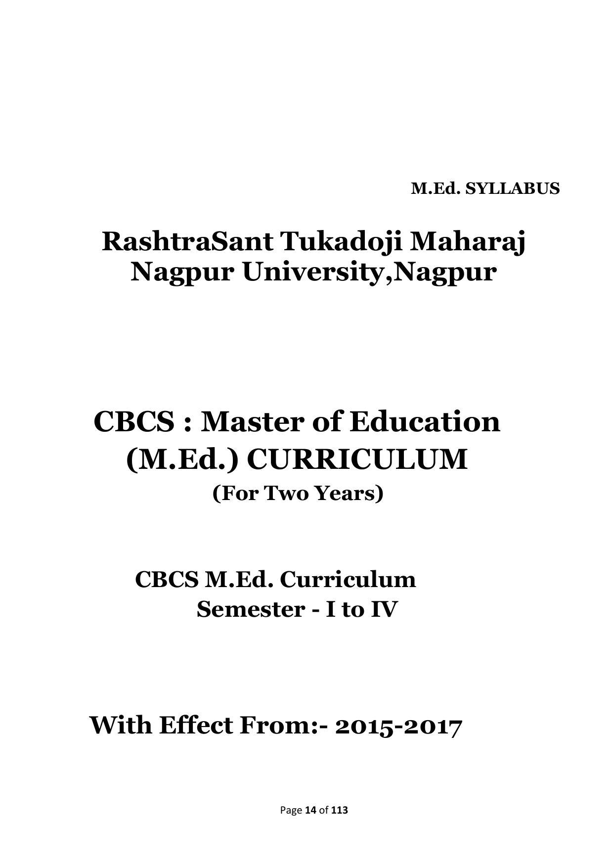 Dwonload Pdf - RTMNU Department of Education of (M.Ed.) CURRICULUM Syllabus. - Page 14