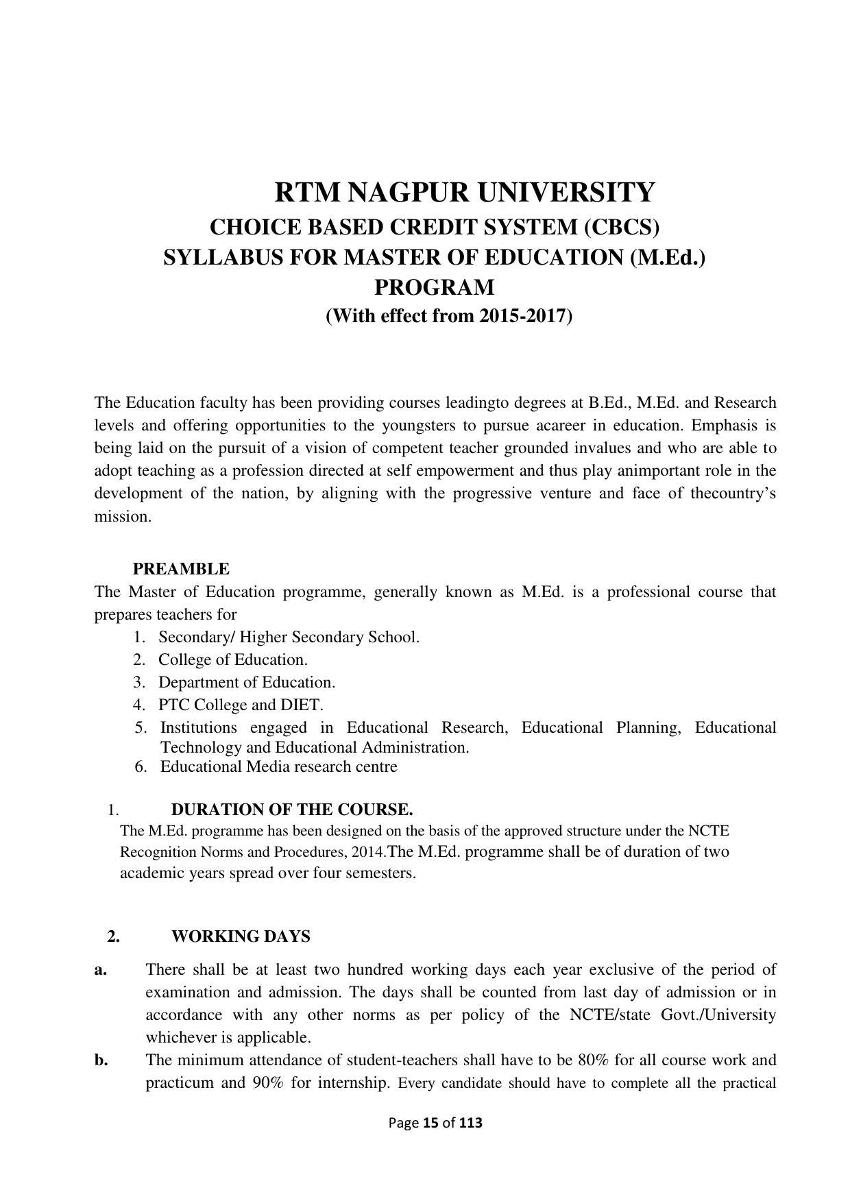 Dwonload Pdf - RTMNU Department of Education of (M.Ed.) CURRICULUM Syllabus. - Page 15