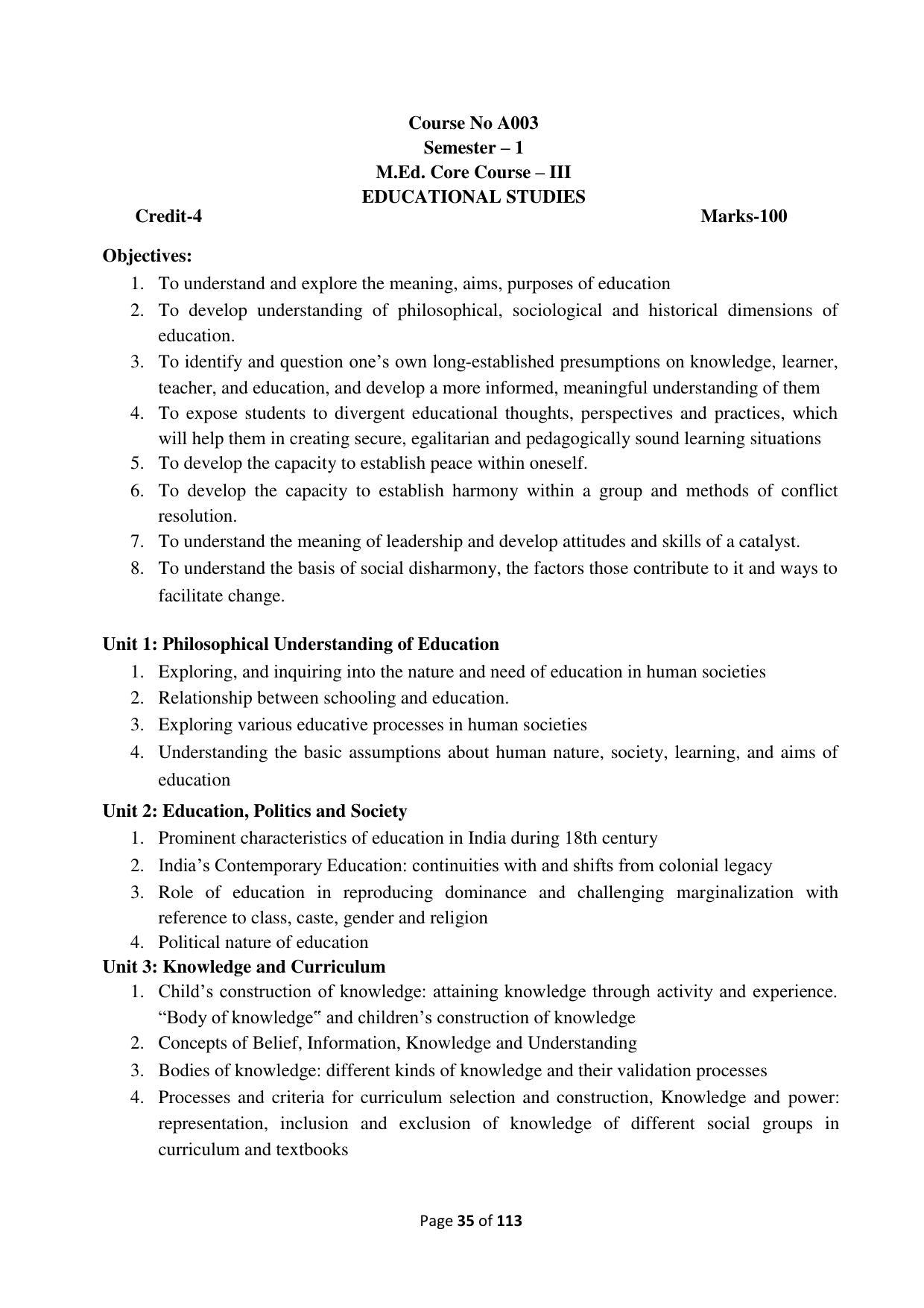 Dwonload Pdf - RTMNU Department of Education of (M.Ed.) CURRICULUM Syllabus. - Page 35