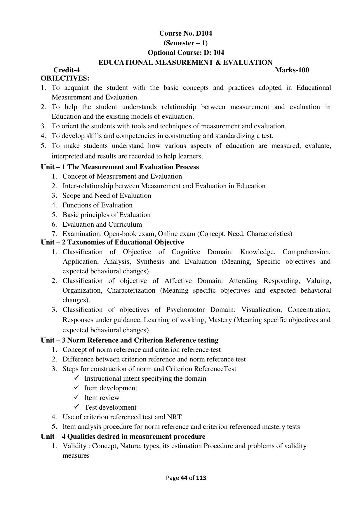 Dwonload Pdf - RTMNU Department of Education of (M.Ed.) CURRICULUM Syllabus. - Page 44