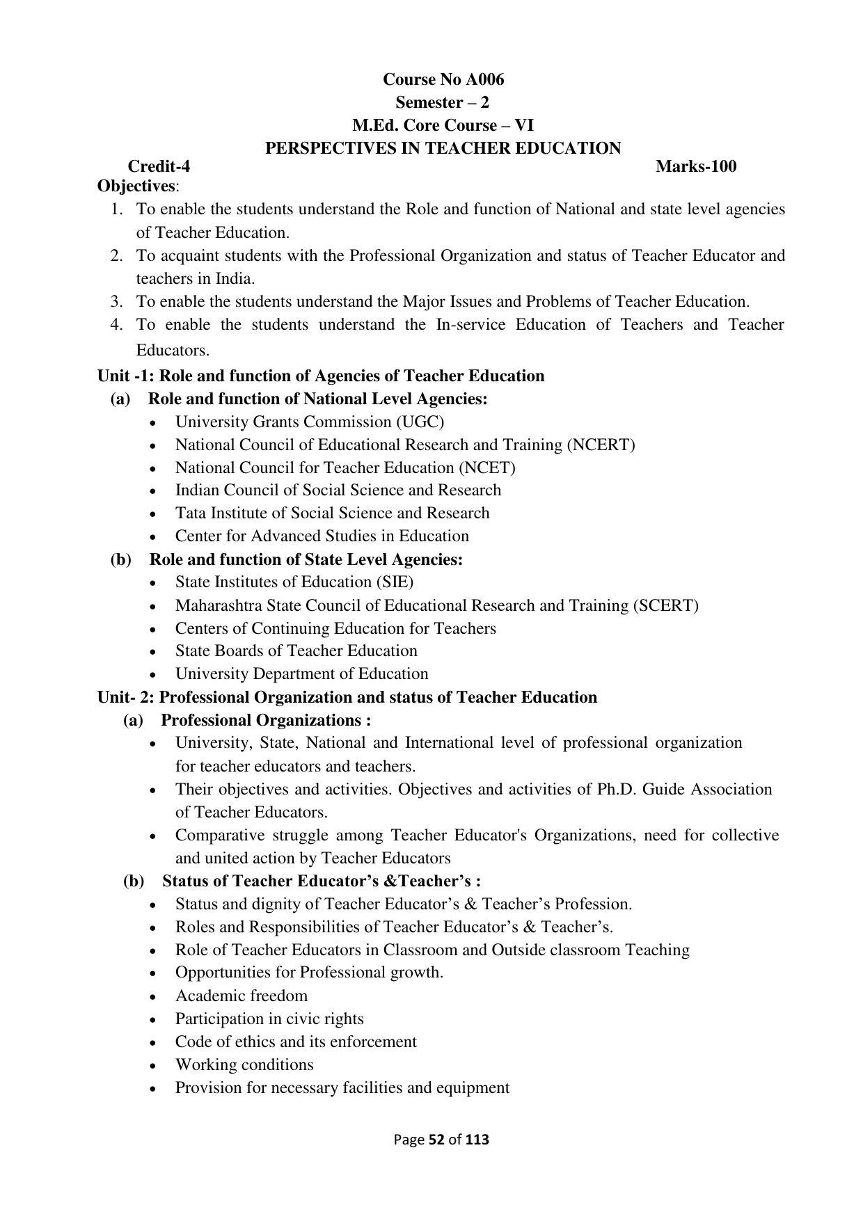 Dwonload Pdf - RTMNU Department of Education of (M.Ed.) CURRICULUM Syllabus. - Page 52