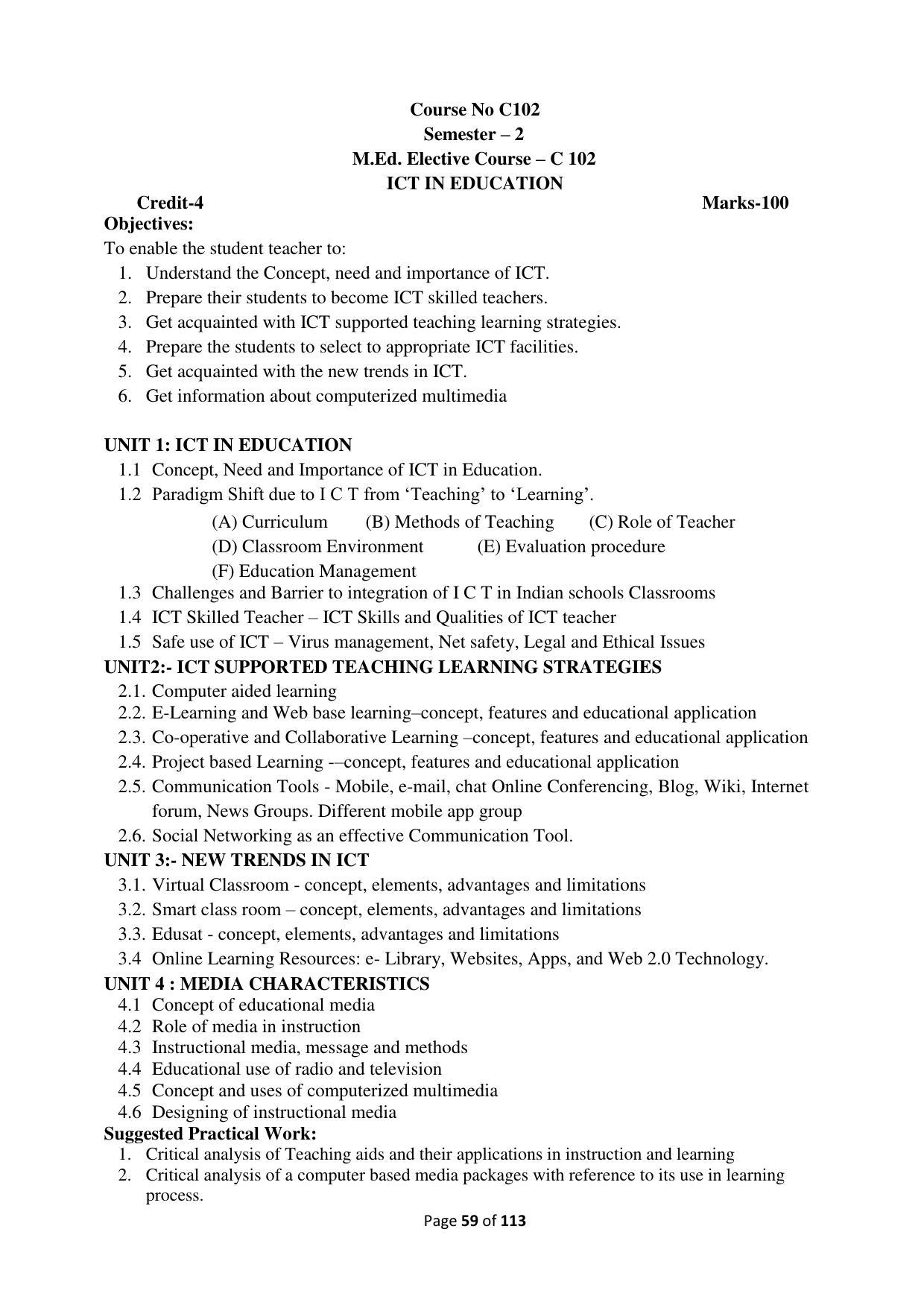 Dwonload Pdf - RTMNU Department of Education of (M.Ed.) CURRICULUM Syllabus. - Page 59