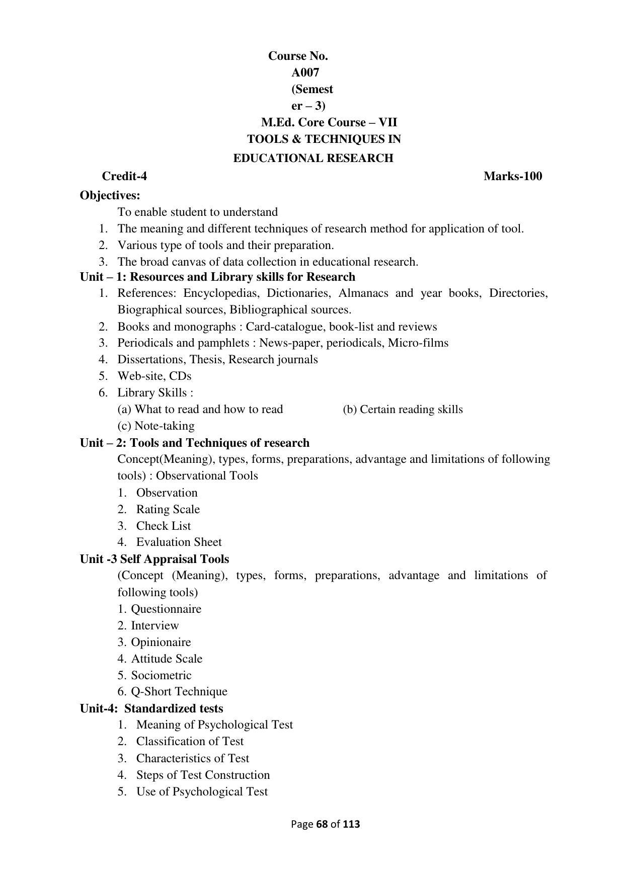Dwonload Pdf - RTMNU Department of Education of (M.Ed.) CURRICULUM Syllabus. - Page 68