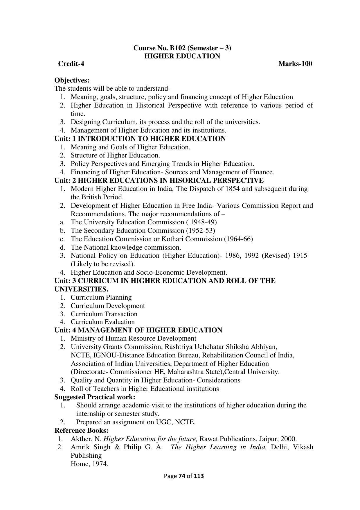 Dwonload Pdf - RTMNU Department of Education of (M.Ed.) CURRICULUM Syllabus. - Page 74