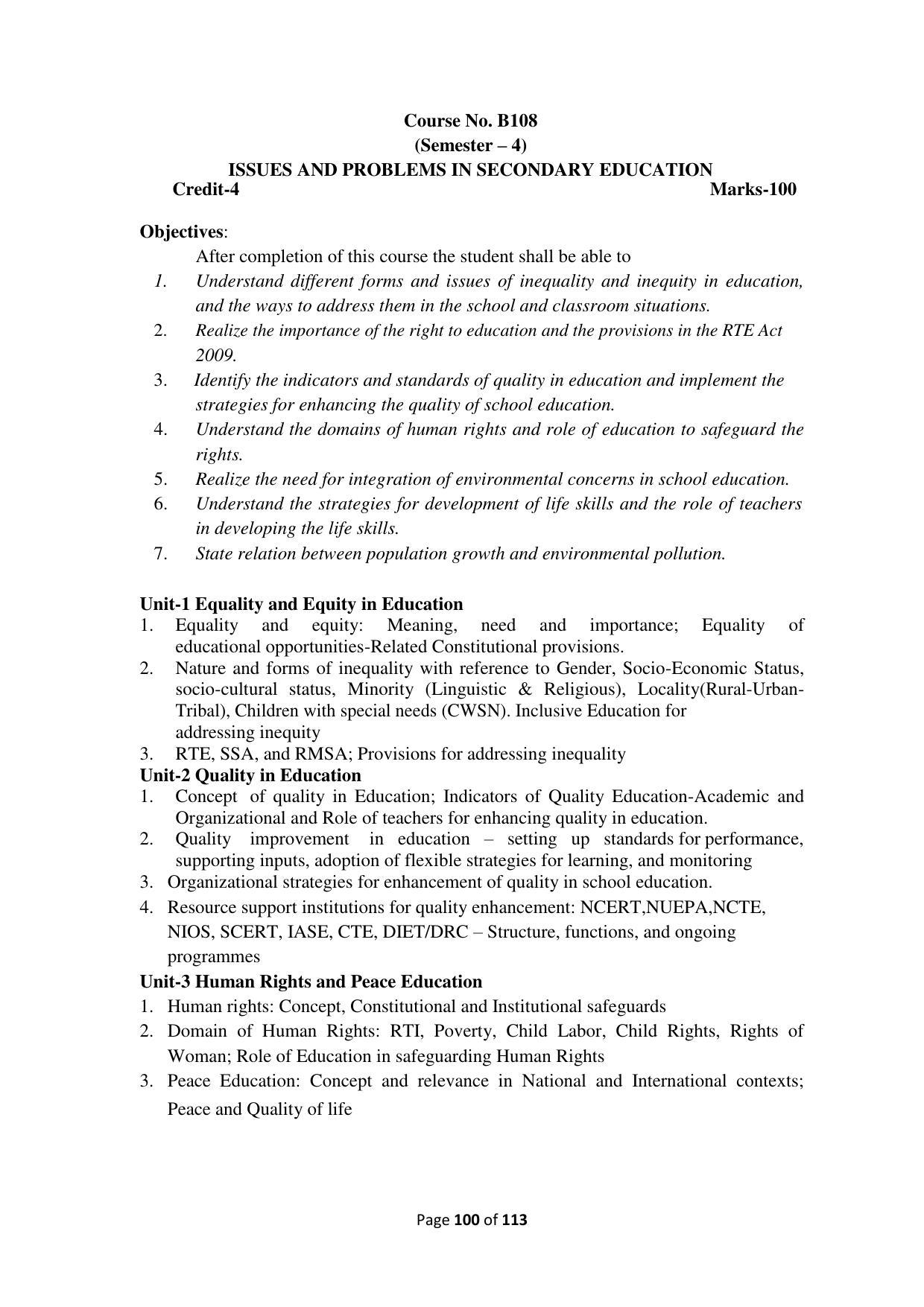 Dwonload Pdf - RTMNU Department of Education of (M.Ed.) CURRICULUM Syllabus. - Page 100