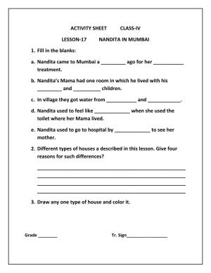 Worksheet for Class 4 Environmental Studies Nandita in Mumbai Assignment