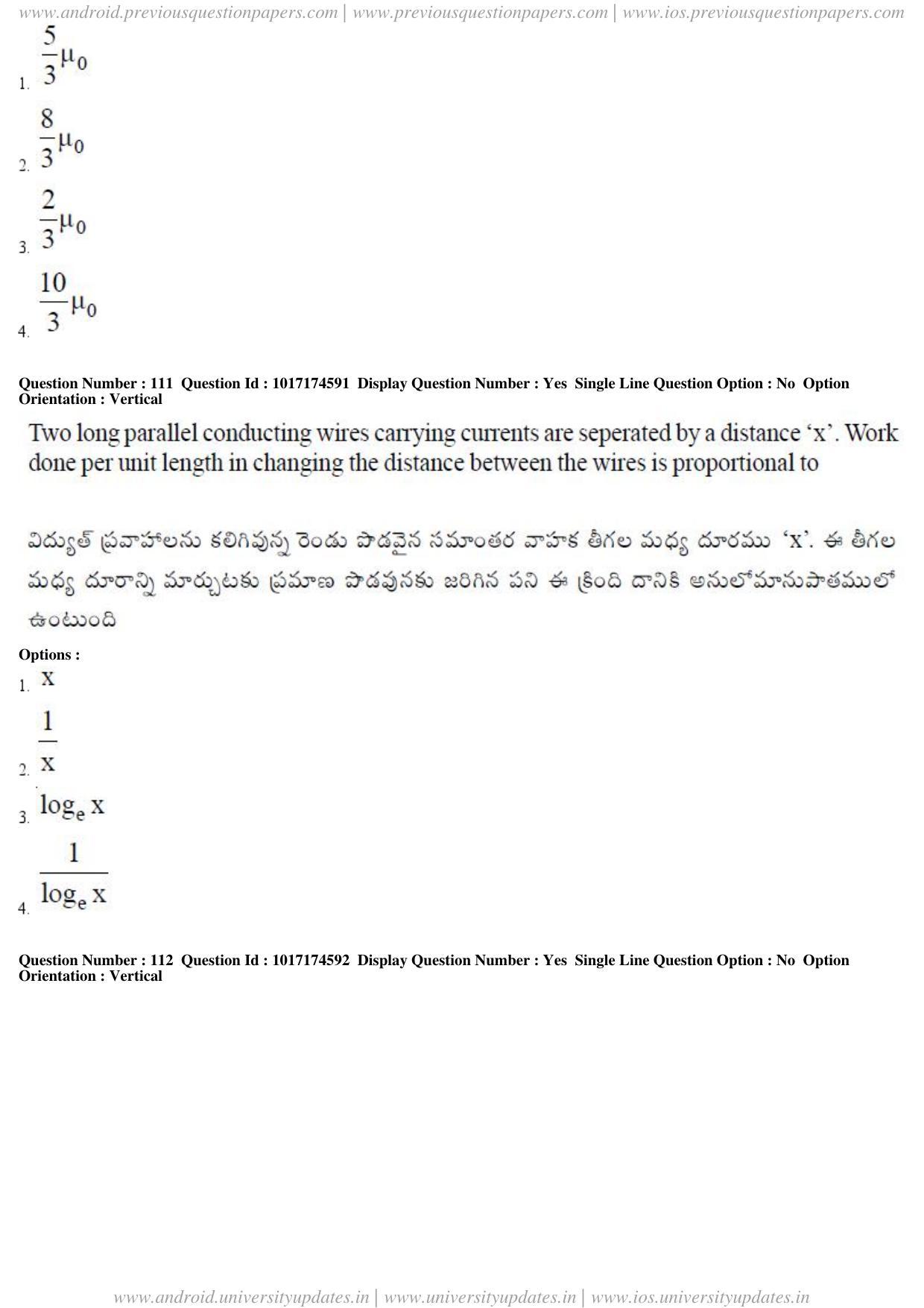 AP EAPCET 2017 - April 26, 2017 Forenoon - Master Engineering Question Paper With Preliminary Keys - Page 55