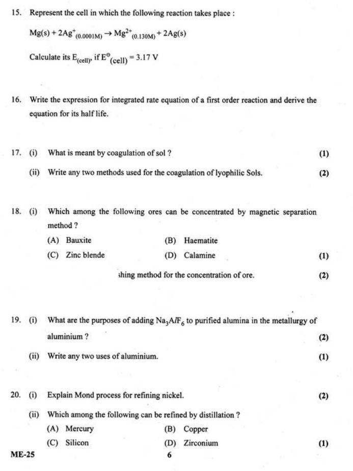 Kerala Plus Two 2021 Chemistry Model Question Paper - Page 6