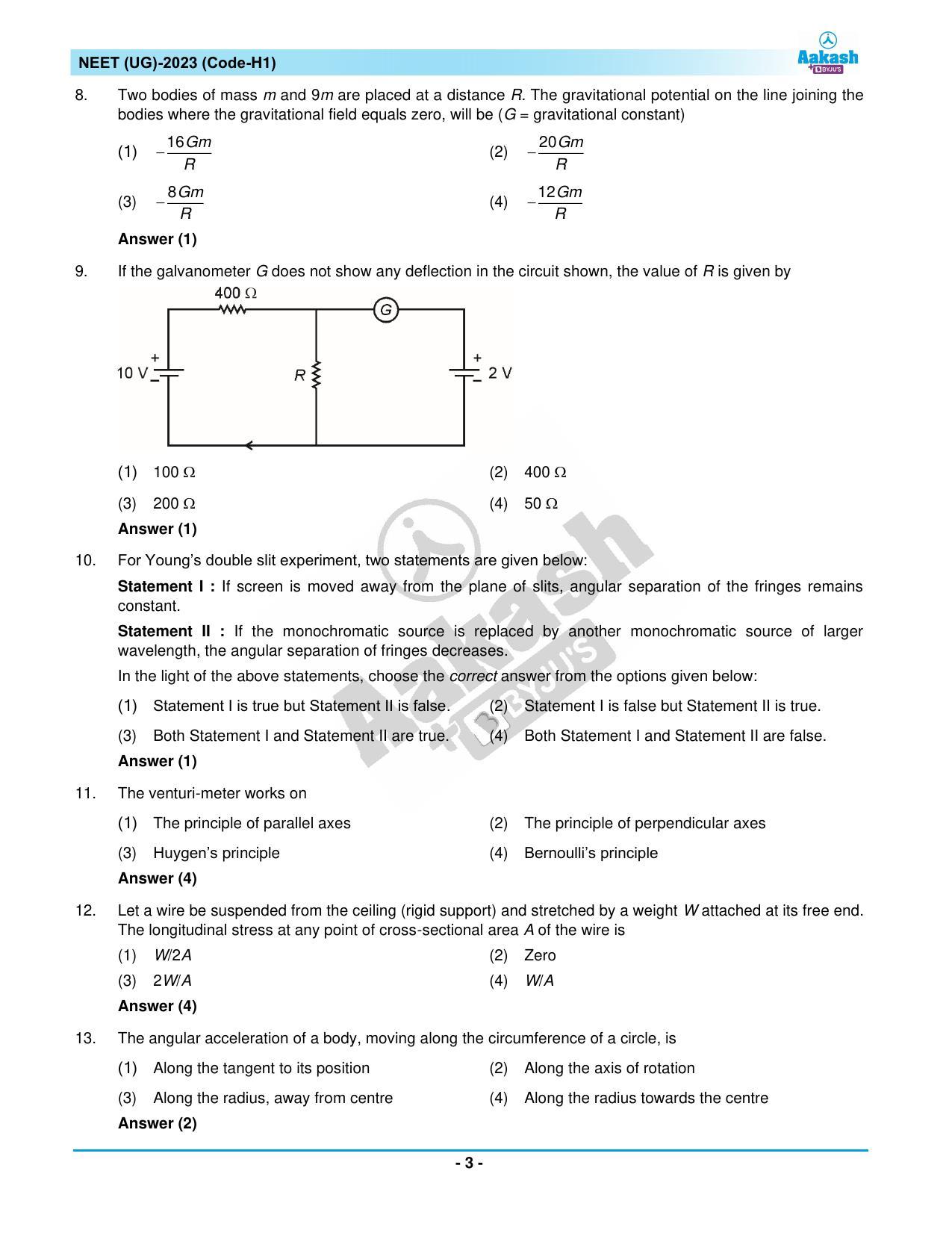 NEET 2023 Question Paper H1 - Page 3