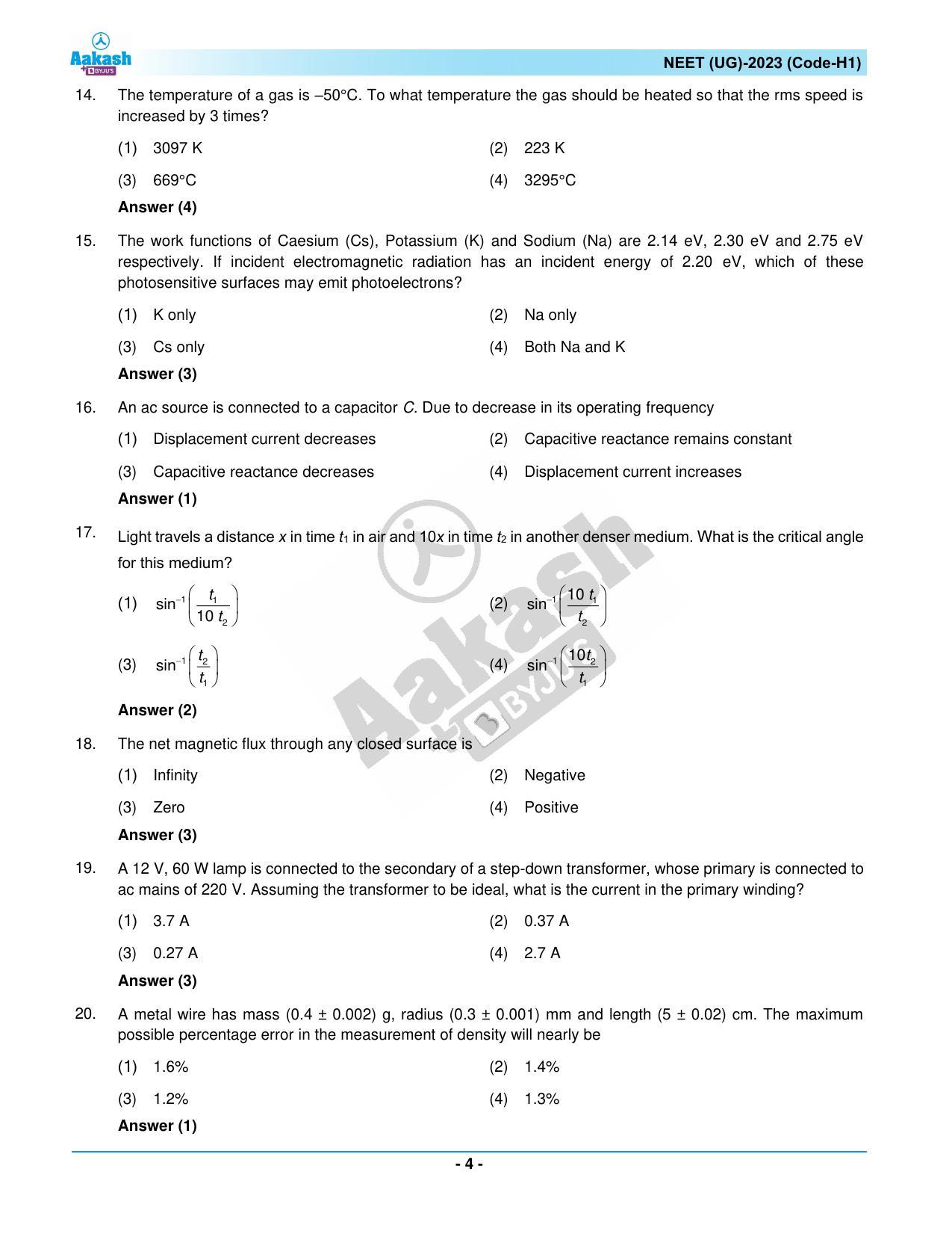 NEET 2023 Question Paper H1 - Page 4