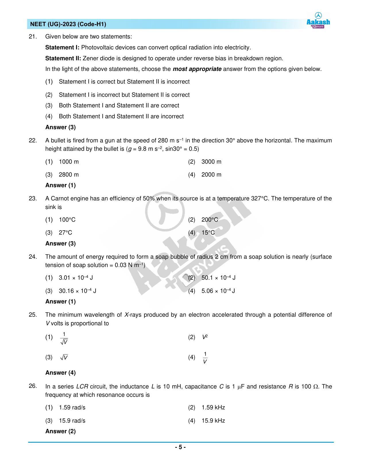 NEET 2023 Question Paper H1 - Page 5