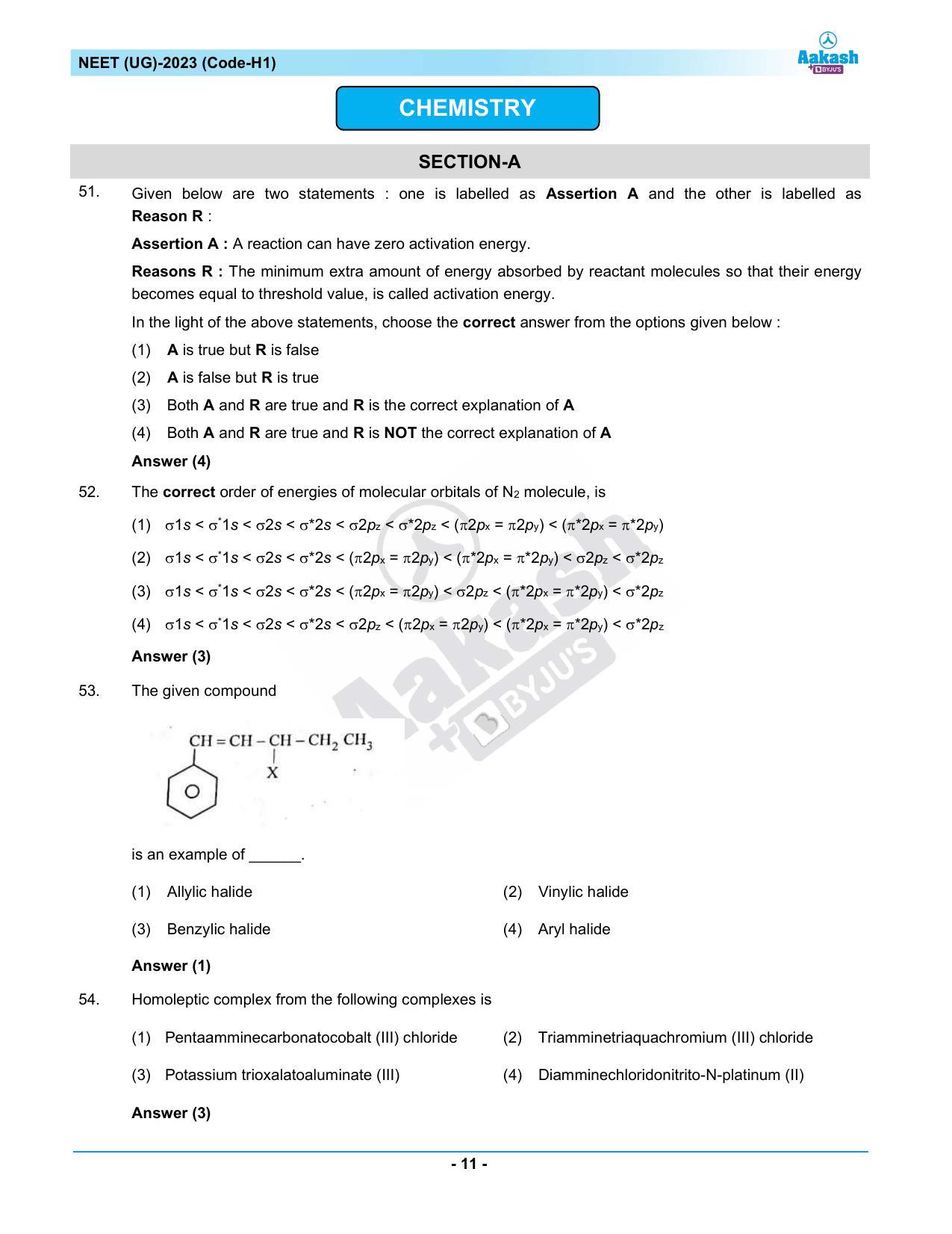 NEET 2023 Question Paper H1 - Page 11