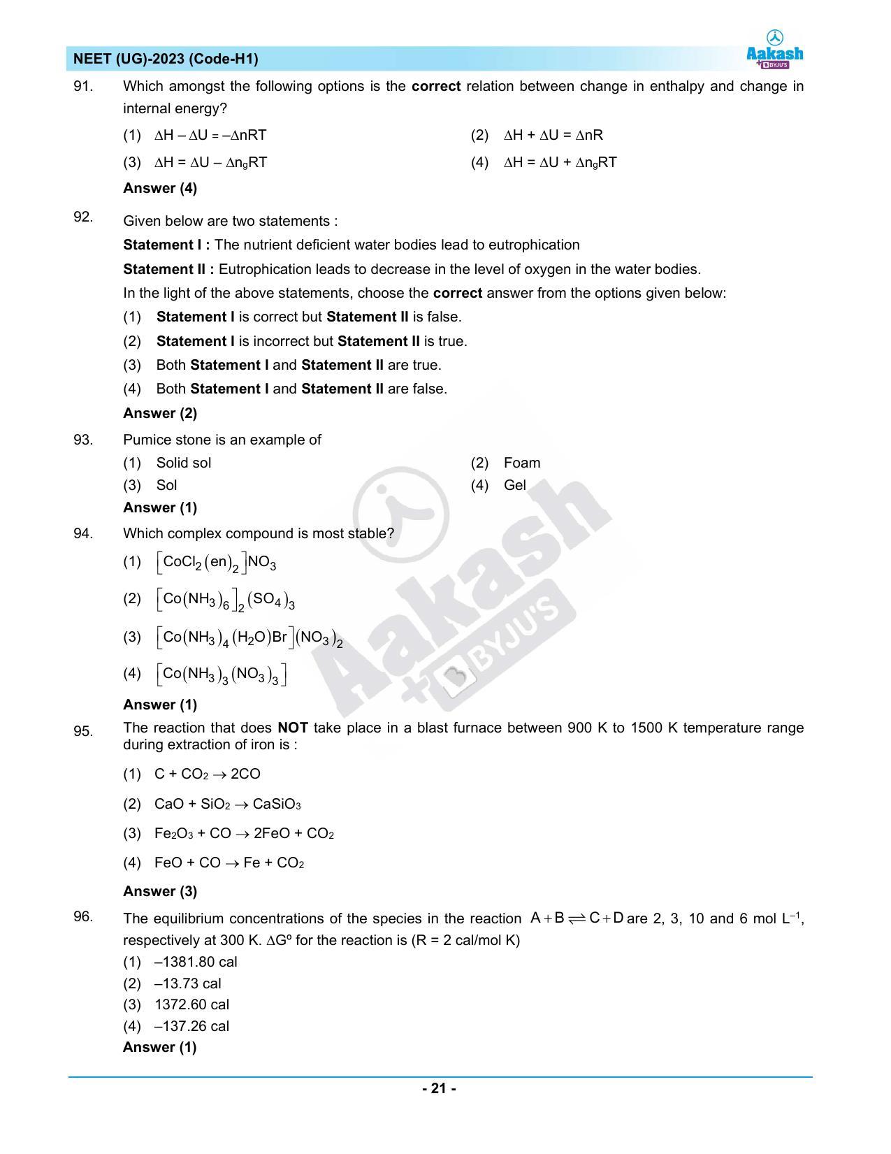 NEET 2023 Question Paper H1 - Page 21