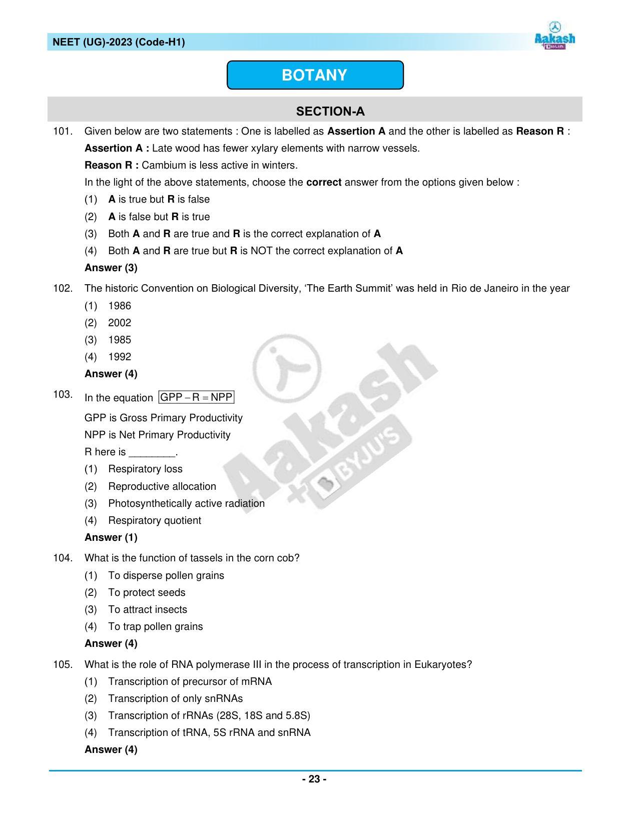 NEET 2023 Question Paper H1 - Page 23