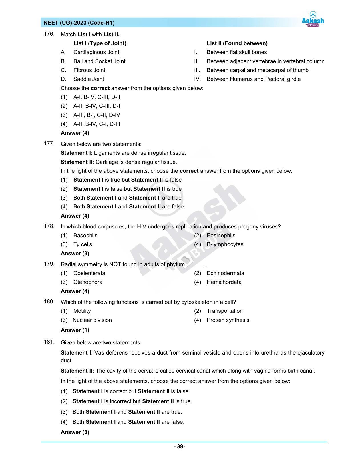 NEET 2023 Question Paper H1 - Page 39